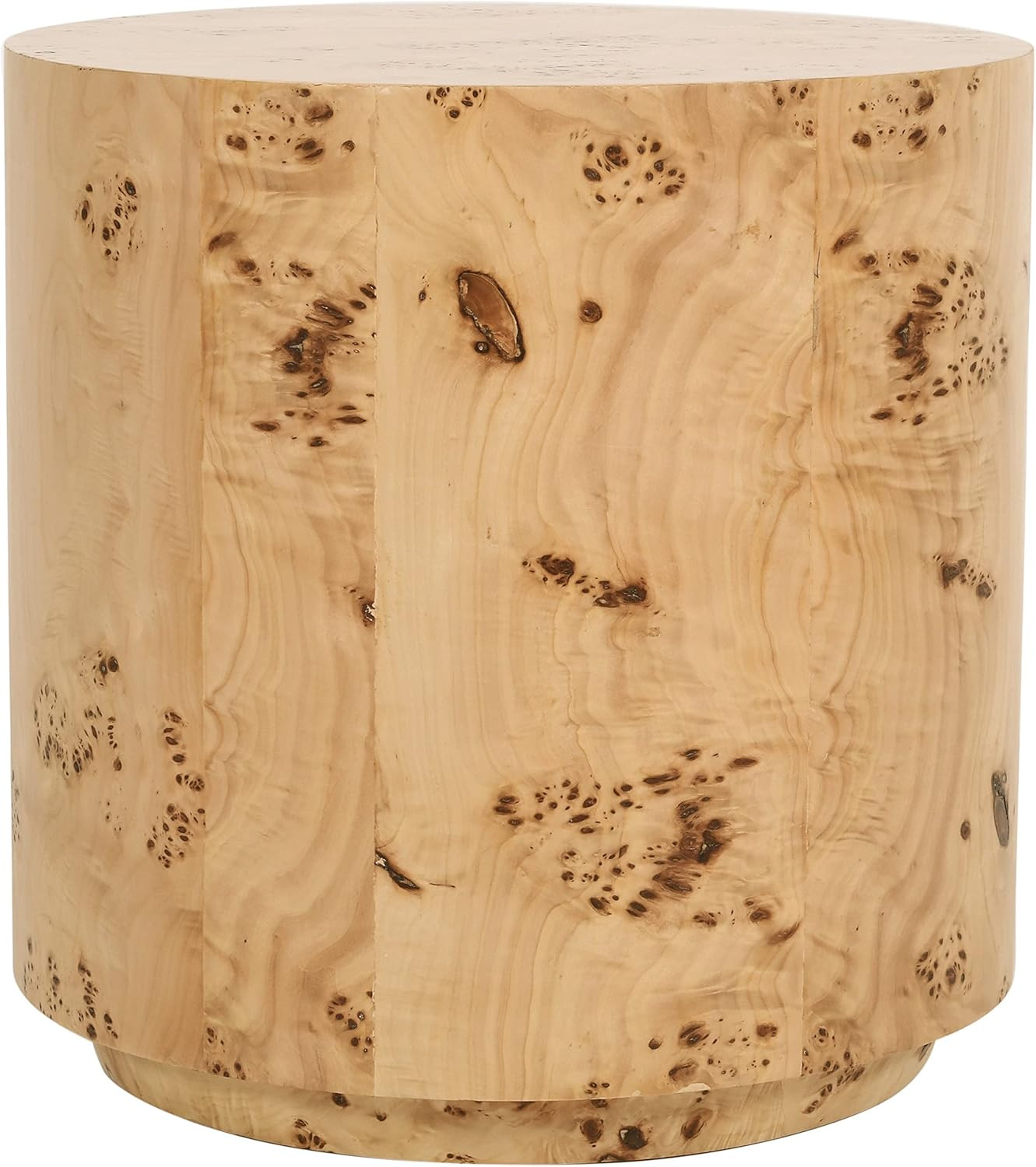 Mid-Century Modern Burl End Table – Curved Art Deco Design, Natural Finish