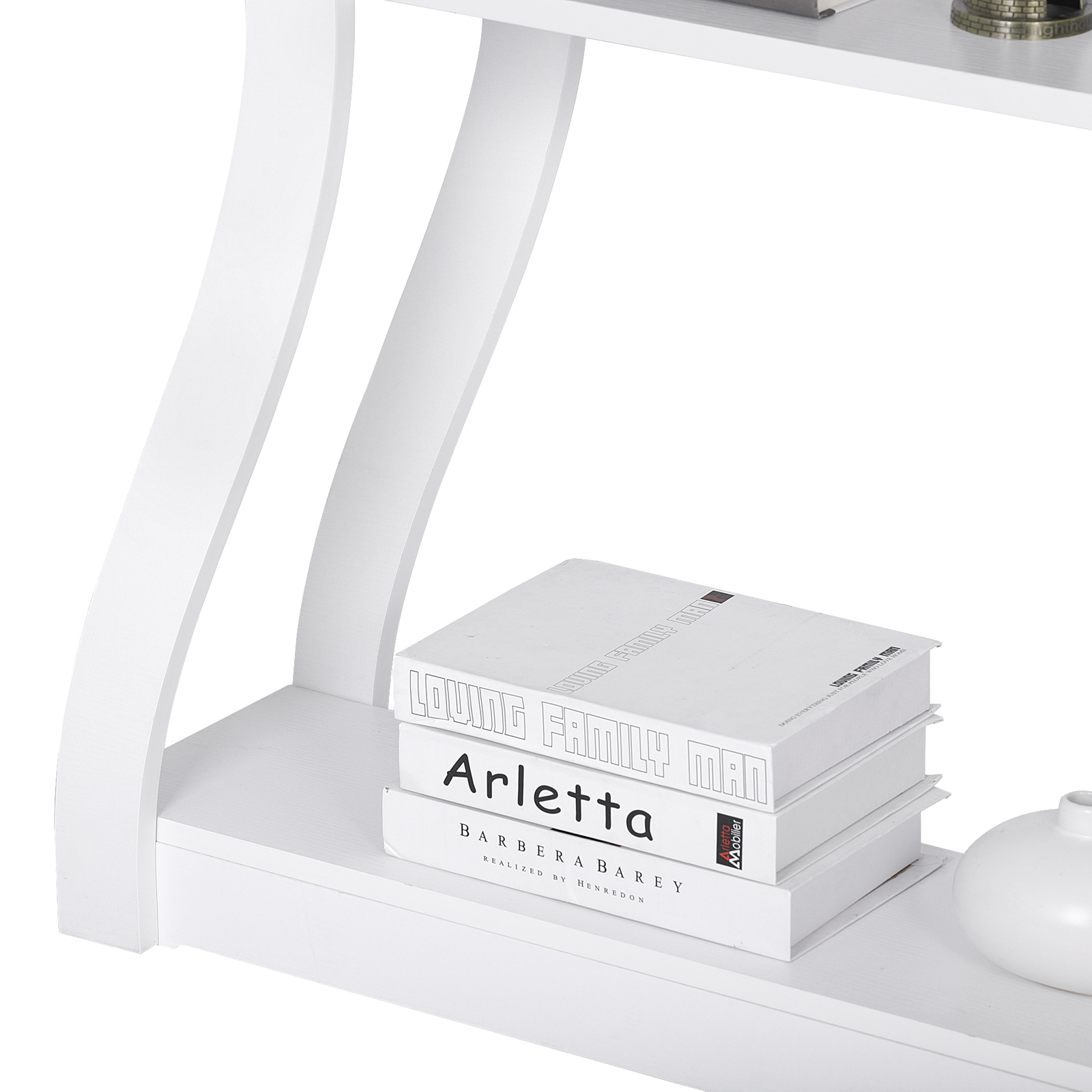 47″ Modern Console Table Accent Side Table for Sofa Entryway Display White
