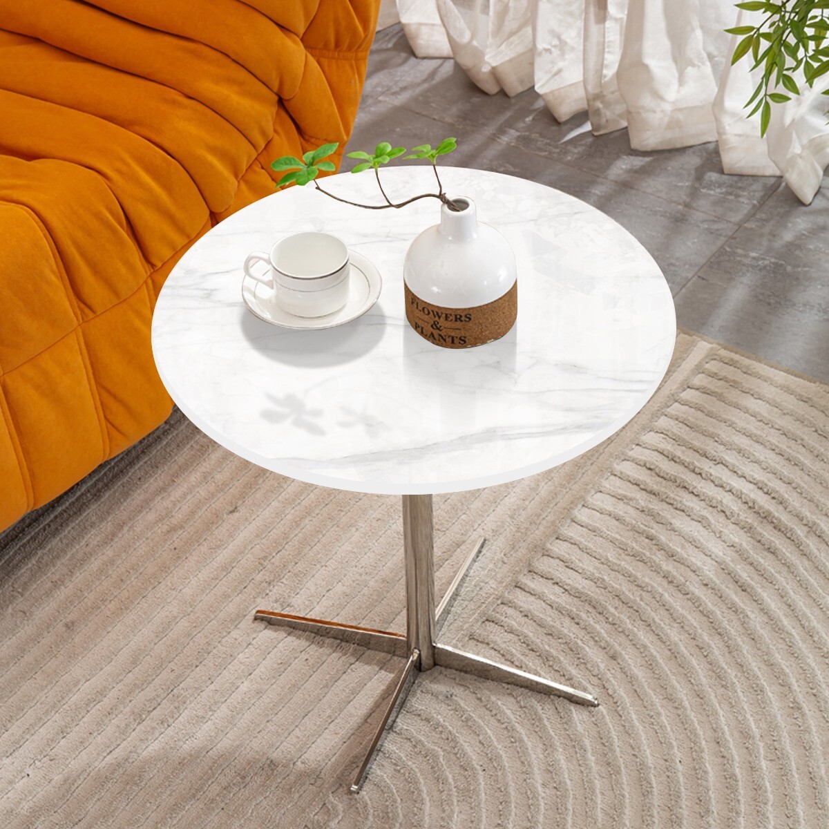 Nature Marble round end table living room Corner Coffee Sofa table small spaces