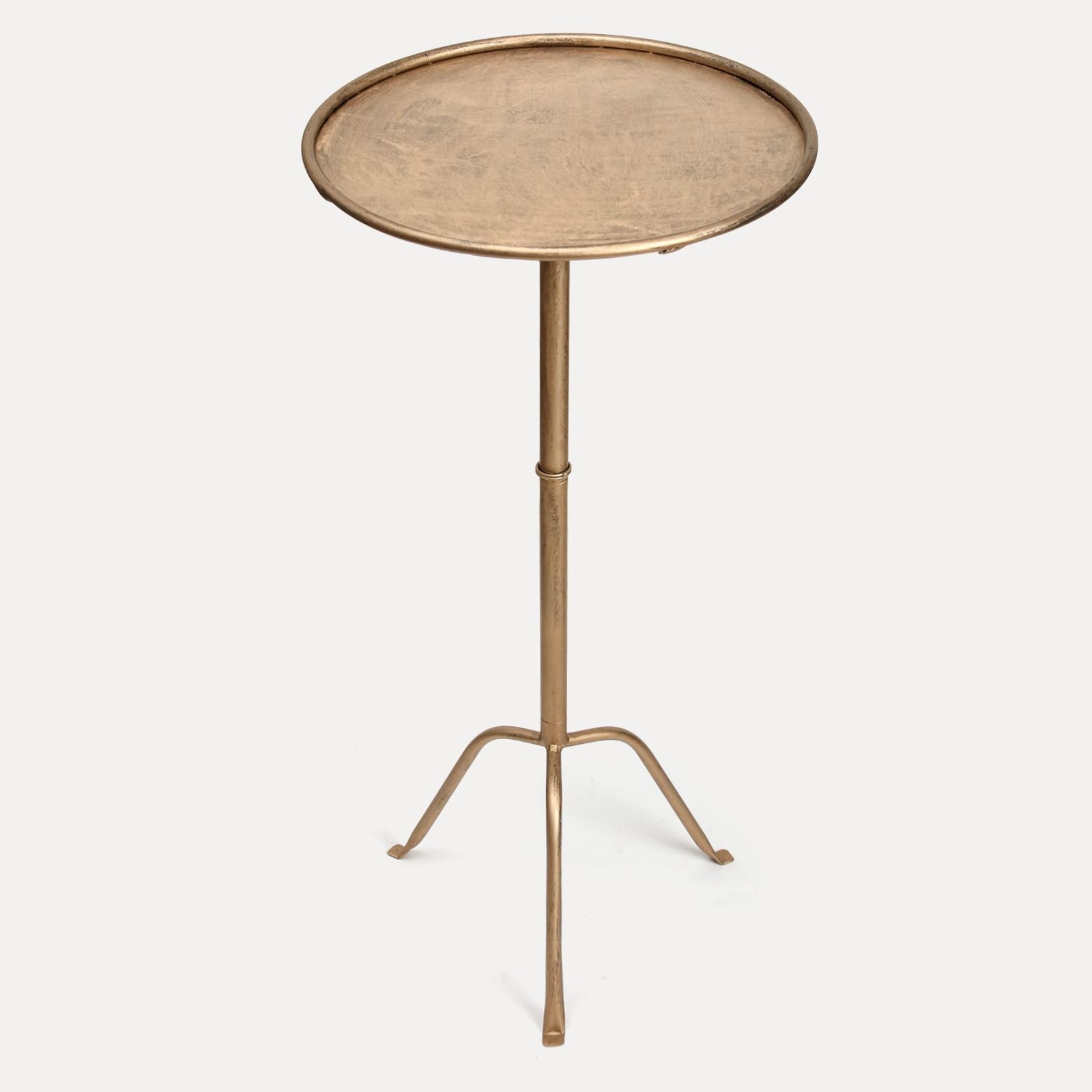 Antique Brass Metal Martini Side Table – Compact Art Deco Cocktail Table