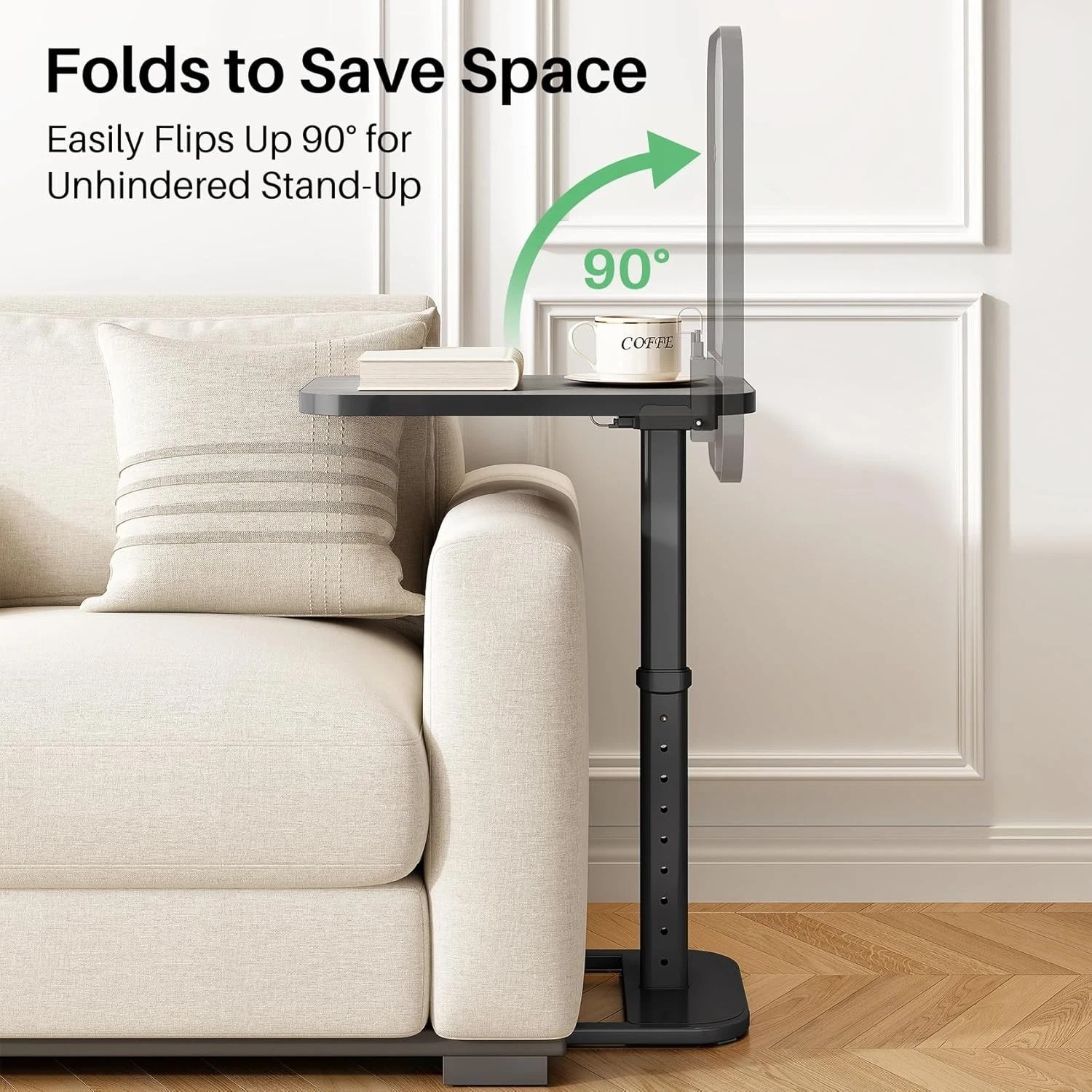Kitstorack Upgraded Tray Table W/ Panel Lock, 90° Flip Design & Adj Ht. – Brown!