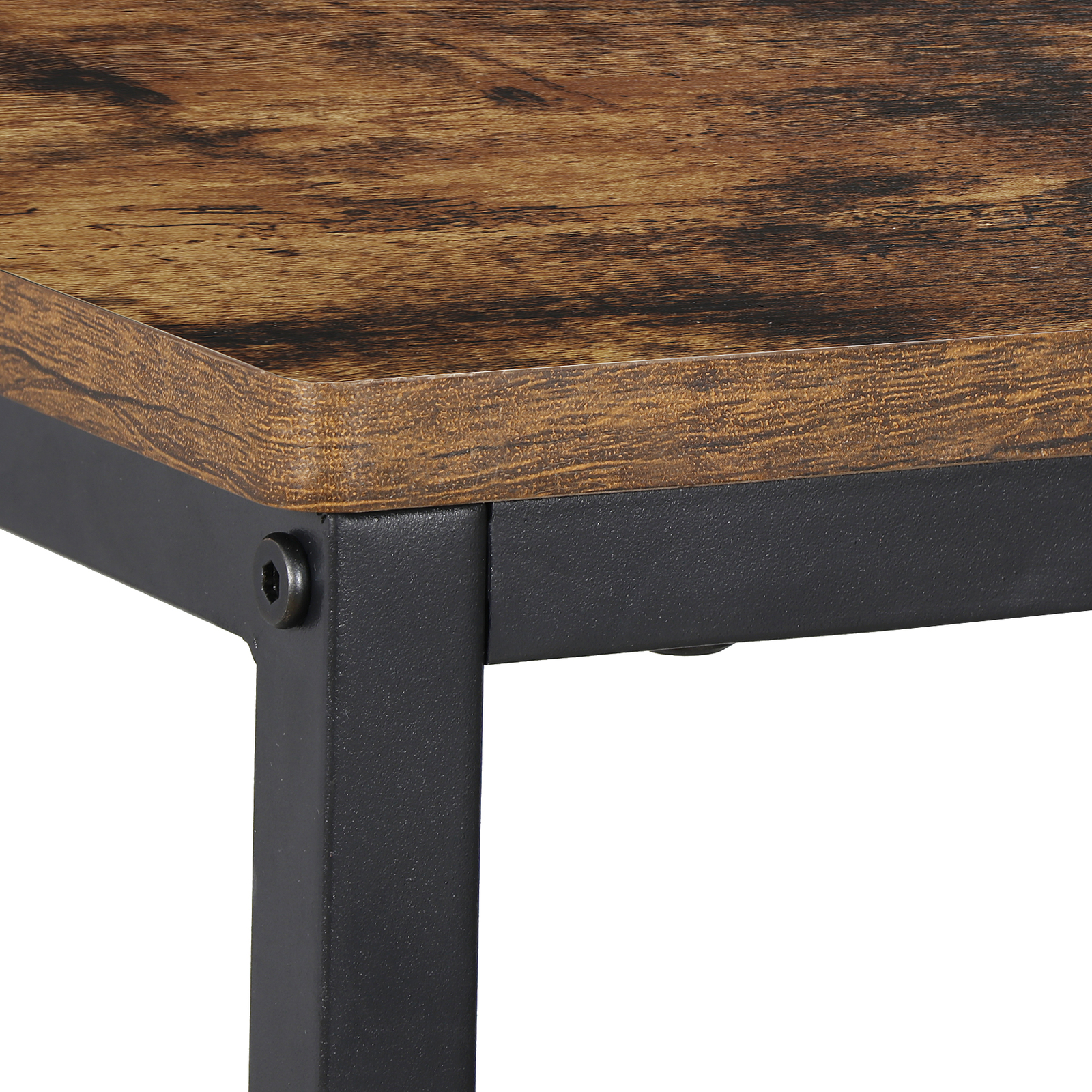 C-Shaped Side Table Couch Sofa End Table for TV Trays Living Room Rustic Brown