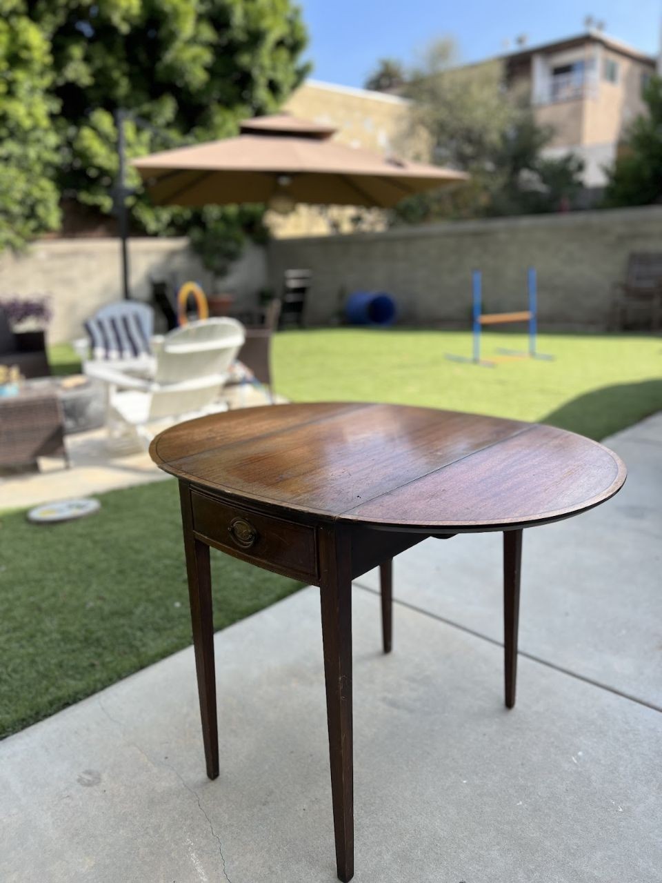 Vintage Handmade Wooden Round Table