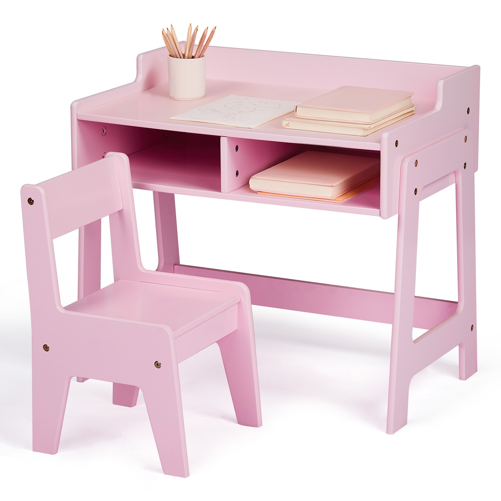 Toddler Table & Chair Set Wooden Kids Desk & Chair Set 24.6″L x 15.7″W x 23.2″H