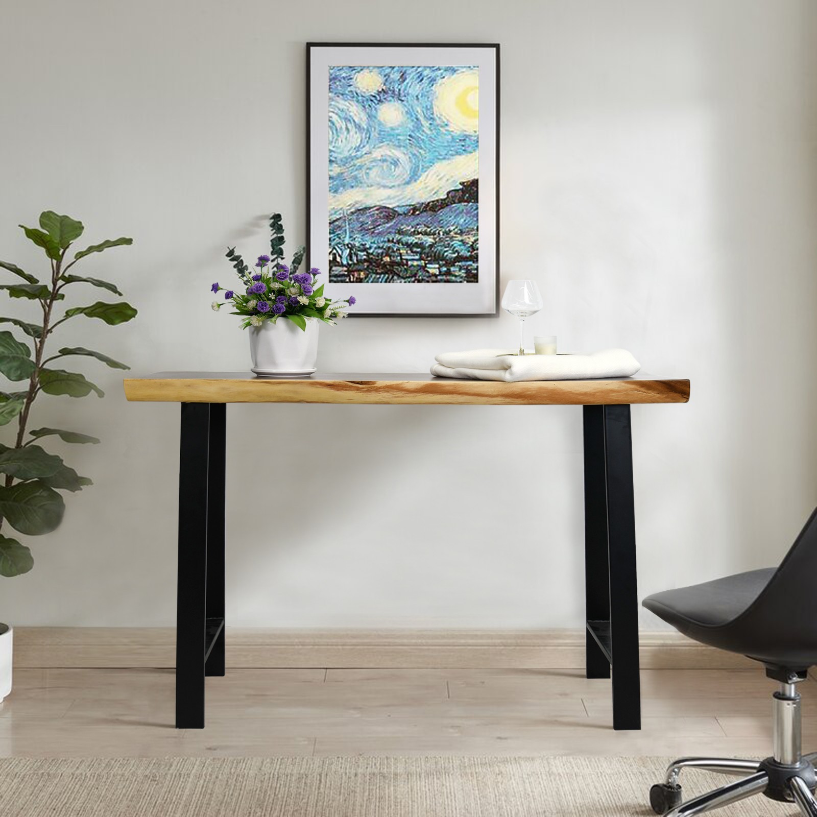 Rustic Suar Wood Console Table Natural Edge Sofa Table for Living Room Entryway