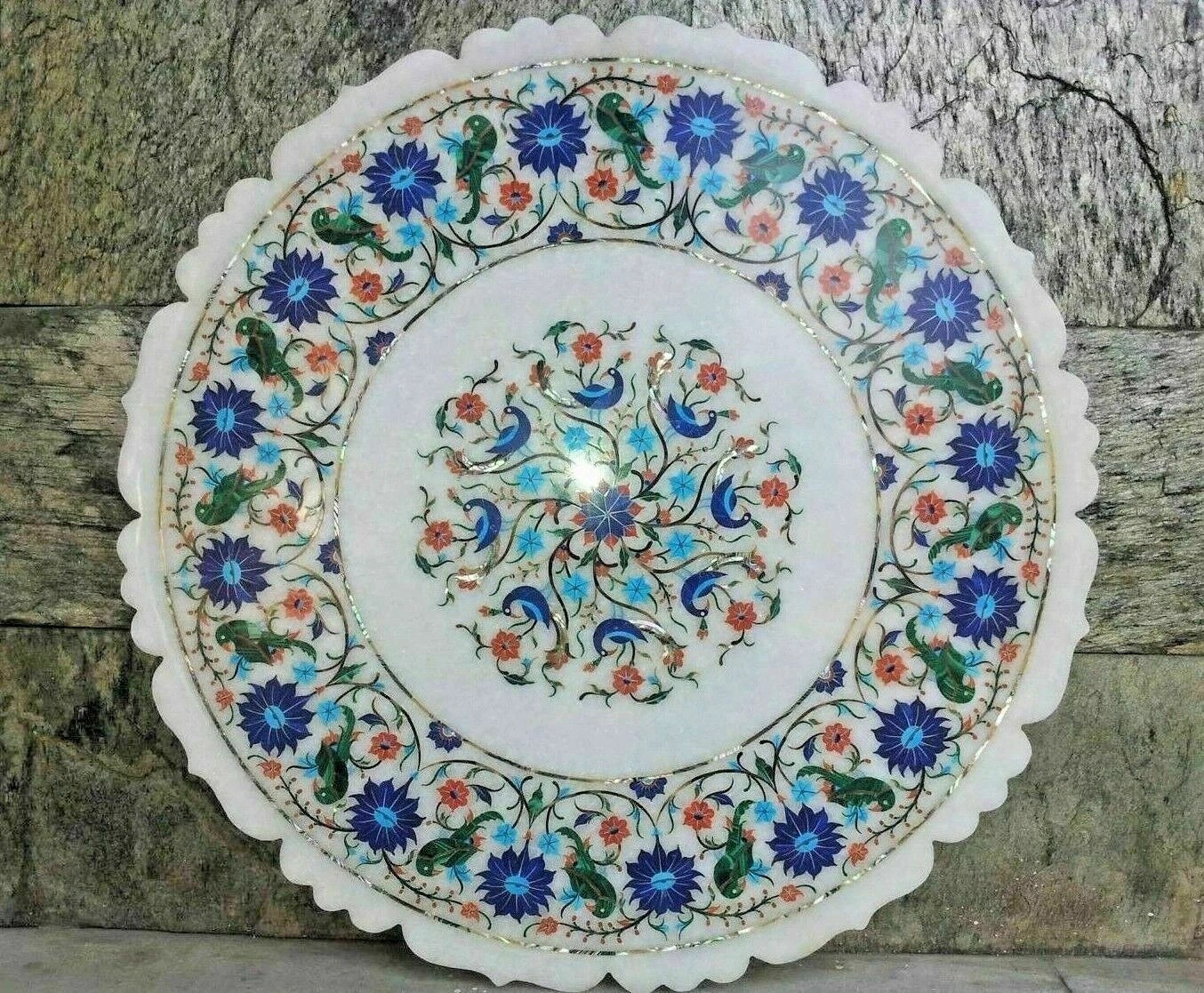 3′ white stone Inlay marble dining center Coffee Tabletop round decor