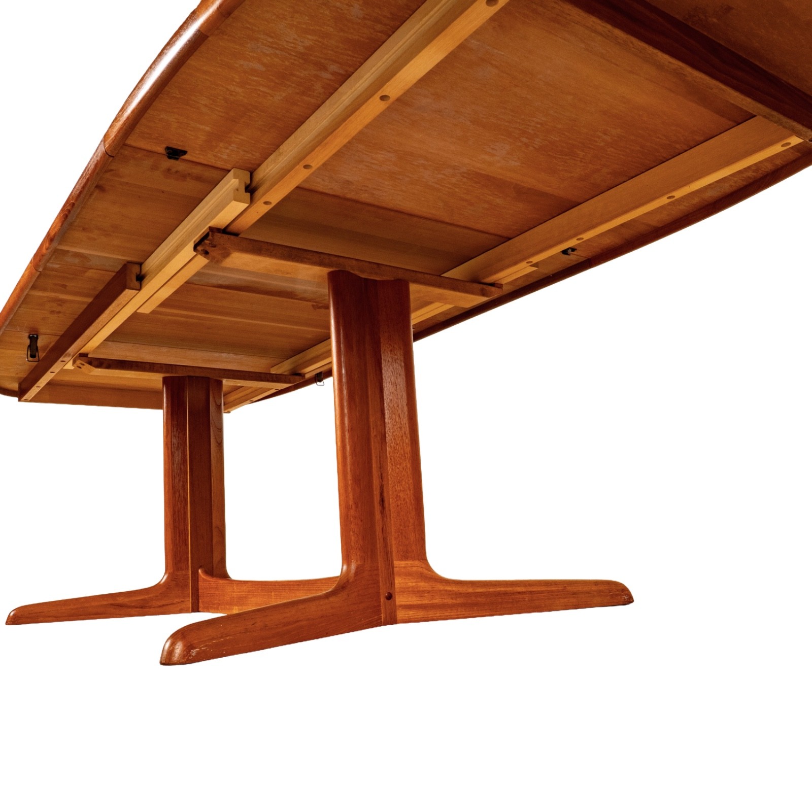 Rasmus Danish Modern Teak Extension Dining Table 2 Leaves Denmark MCM 98.5″