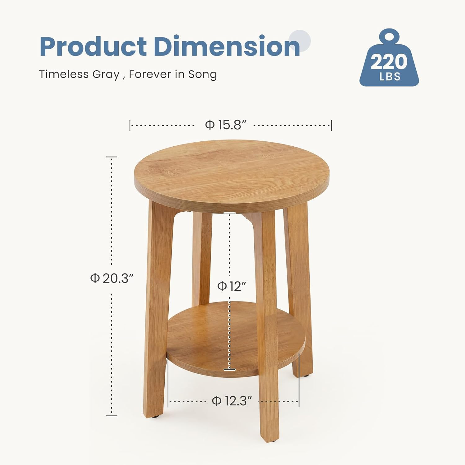Bedside End Table for Small Spaces, 2-Tier Boho Accent Side Table with Storage S
