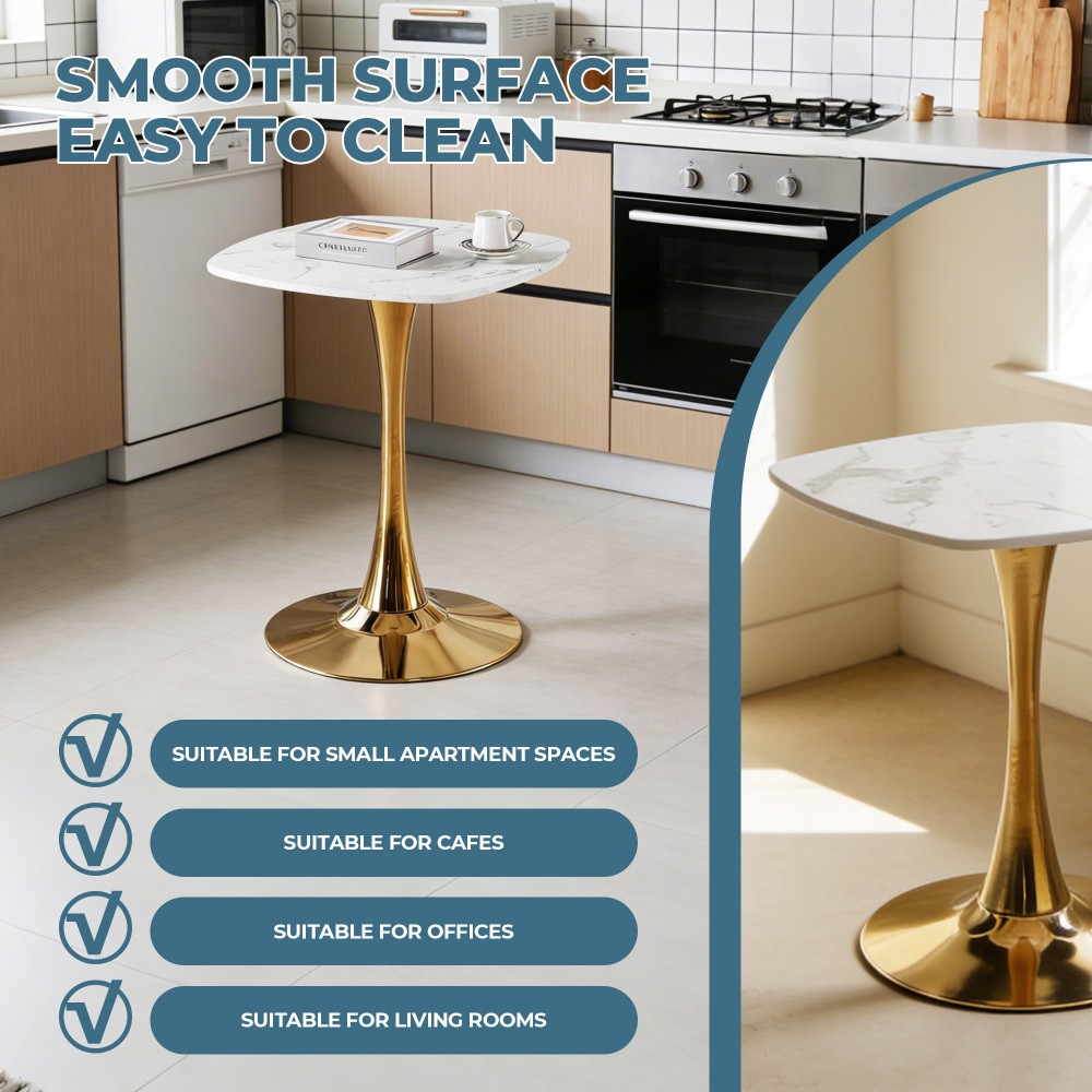 Square Tulip Dining Table for 2-3 Persons, 24 Inch Small Kitchen Table with Stur