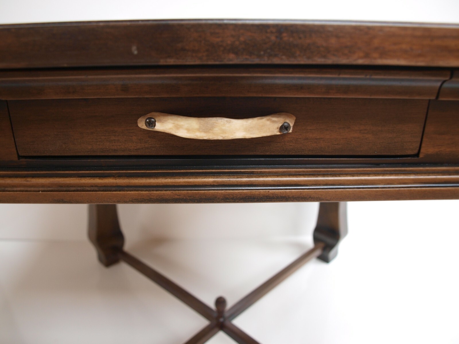  Handmade Walnut Spirit Table with Hand Carved Skull Motif Legs