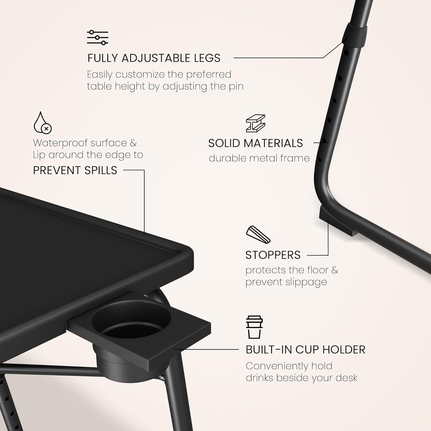 Adjustable TV Tray Table Portable Folding Laptop Desk Dinner Bed Sofa Tray Table