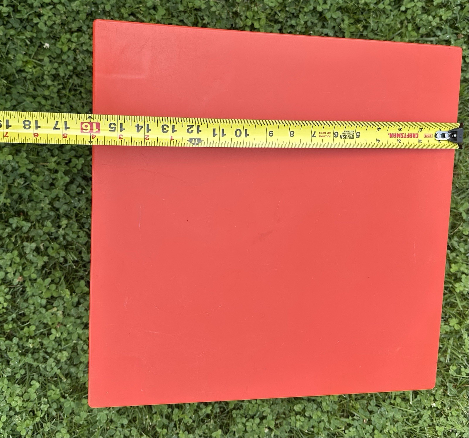 Parsons Plastic Table Kartell Style Red Orange Square Vintage Mid Century 16”