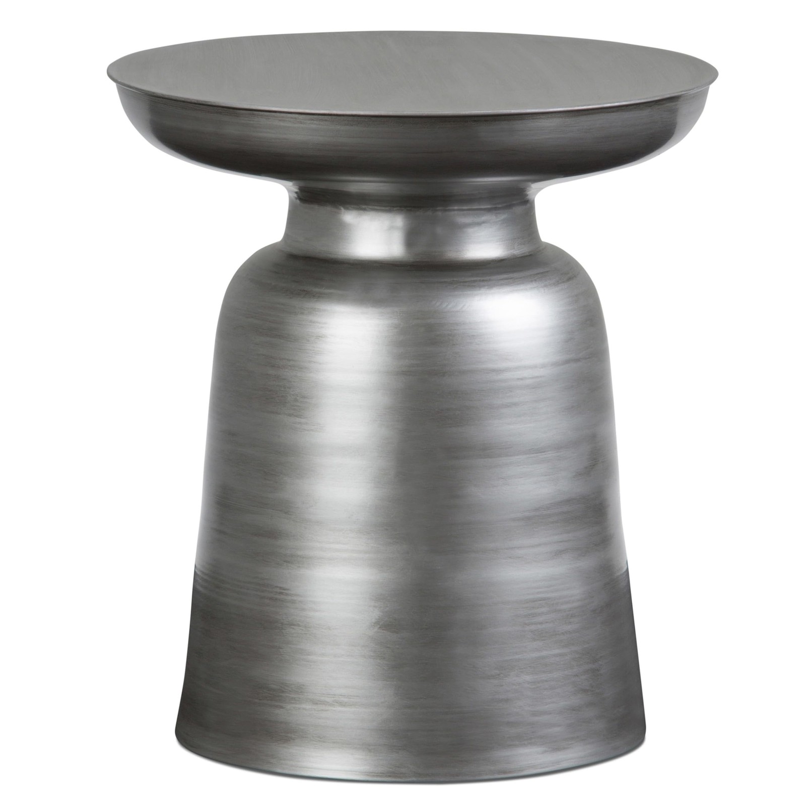 Toby Modern Industrial 17 Inch Wide Metal Accent Side Table in Silver, Fully Ass