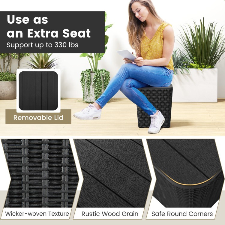 UV-Resistant Resin Patio Table w/ Wicker Accent & Detachable Lid