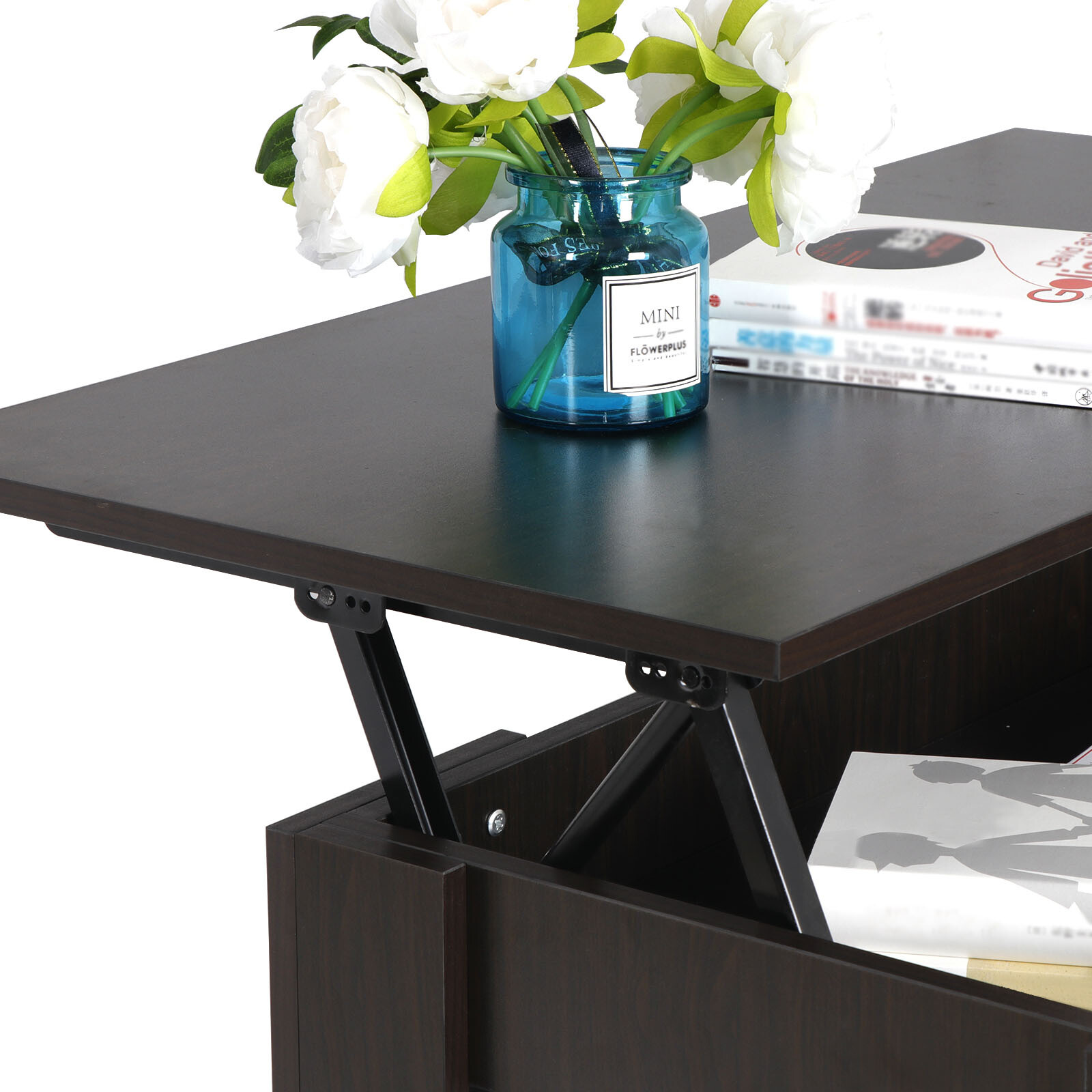 Luxury Unique Lift-top Coffee Table Hidden Storage Durable Home Tea Table Black