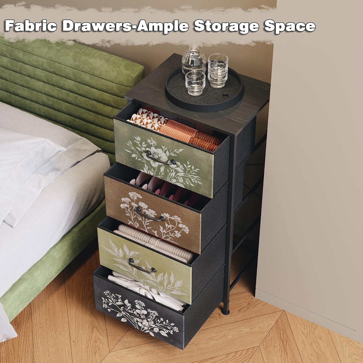 Tohomeor Vintage Dresser 11.8D x 15.8W x 31.5H (4 Drawers), Multi Color