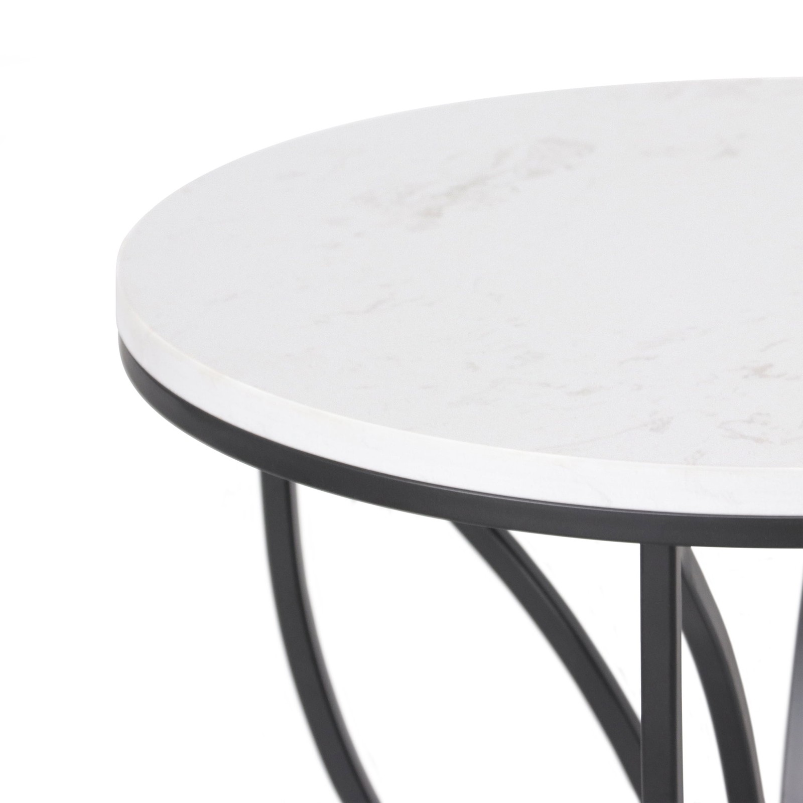 H 24 in. x Dia. 15.7 in. White Quartz Stone Table Top Accent Table
