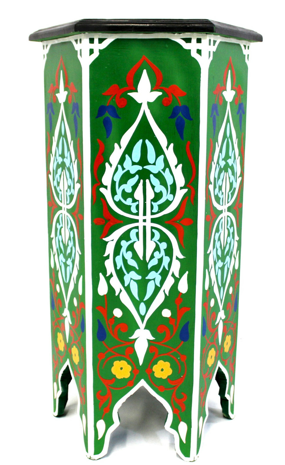 Moroccan Pedestal Table Painted Solid Tall Green Handmade Authentic Home Decor