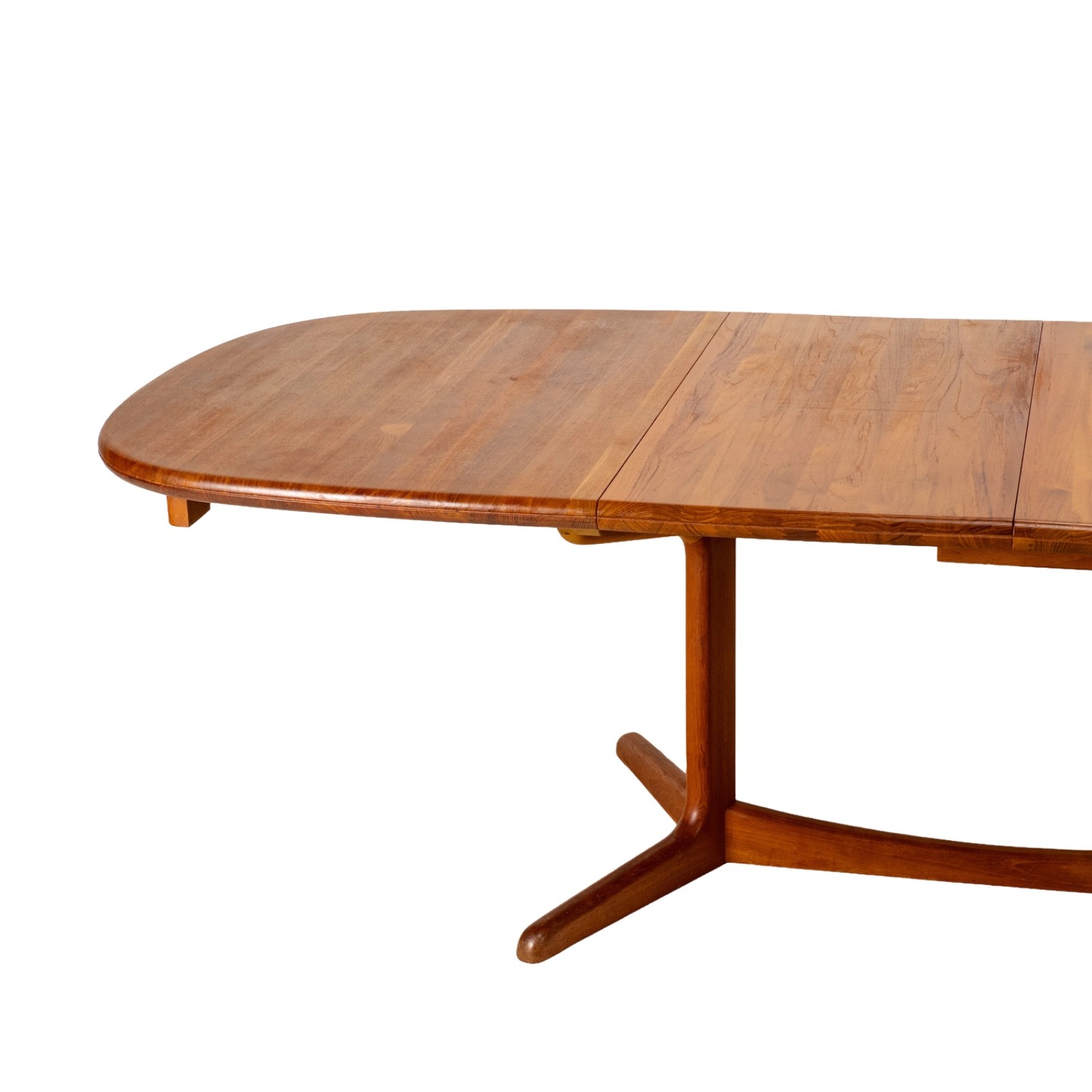 D-Scan Danish Modern Solid Teak Expandable 102″ Dining Table W/ Two Leafs