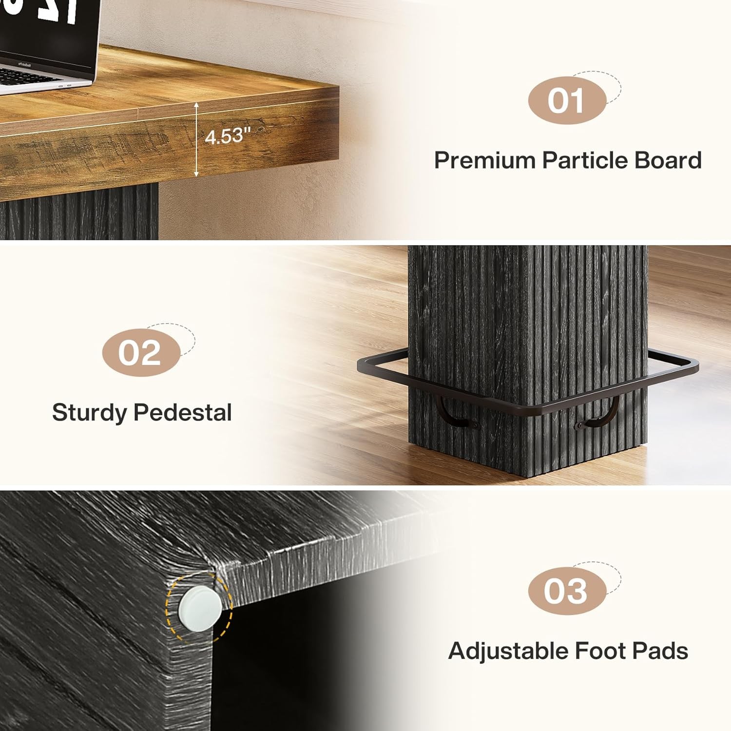 Wooden Square Bar Table 31.5” Industrial Counter Height Pub Table for Home Bar