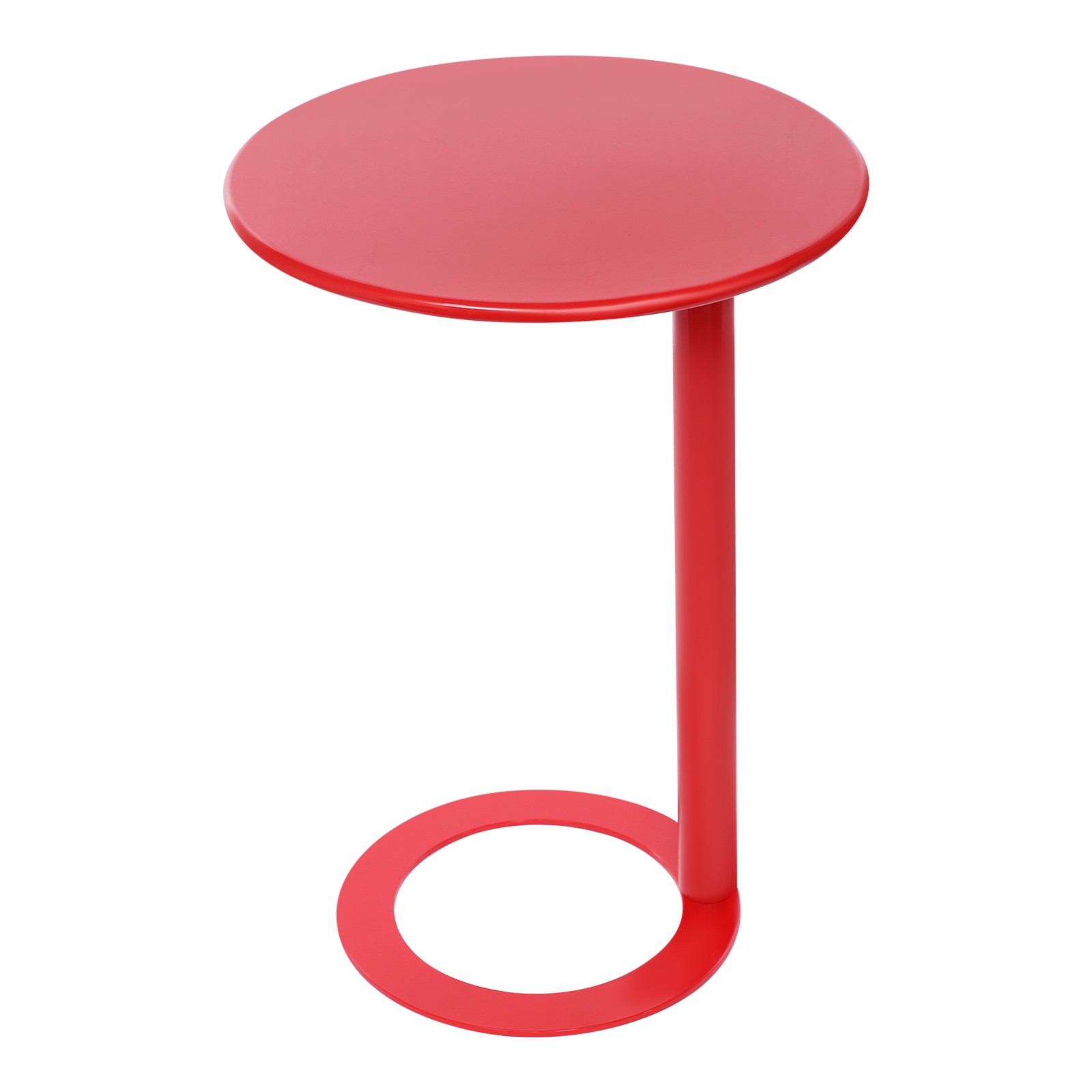 Red C-Shaped Coffee Table, 18.9*27.2in C-Shaped Side Table With O-Shaped Base