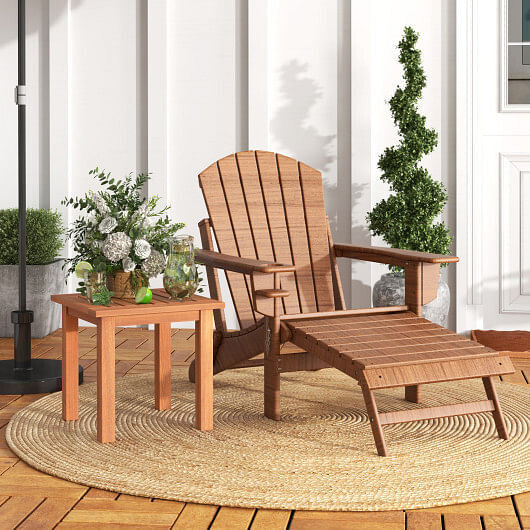 Patio Hardwood Square Side Table with Slatted Tabletop – Color: Natural