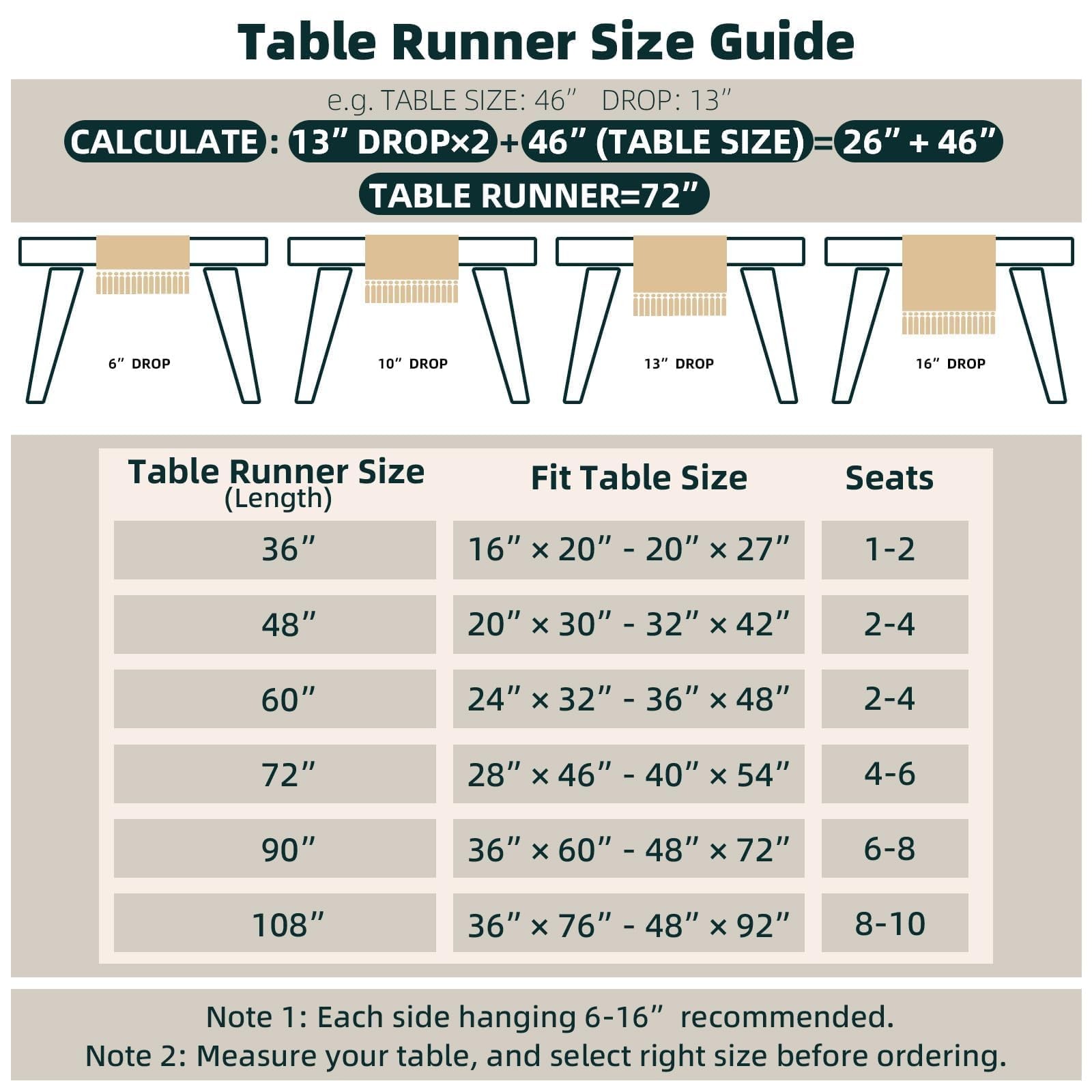 FEXIA Boho Table Runner for Home Decor with Tassels 72 Inches 12×72″, Brown