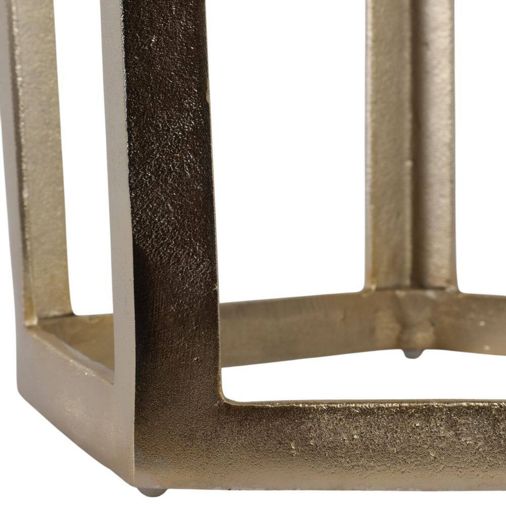 15 In. Champagne Specialty Pentagon Glass Top Large End Table