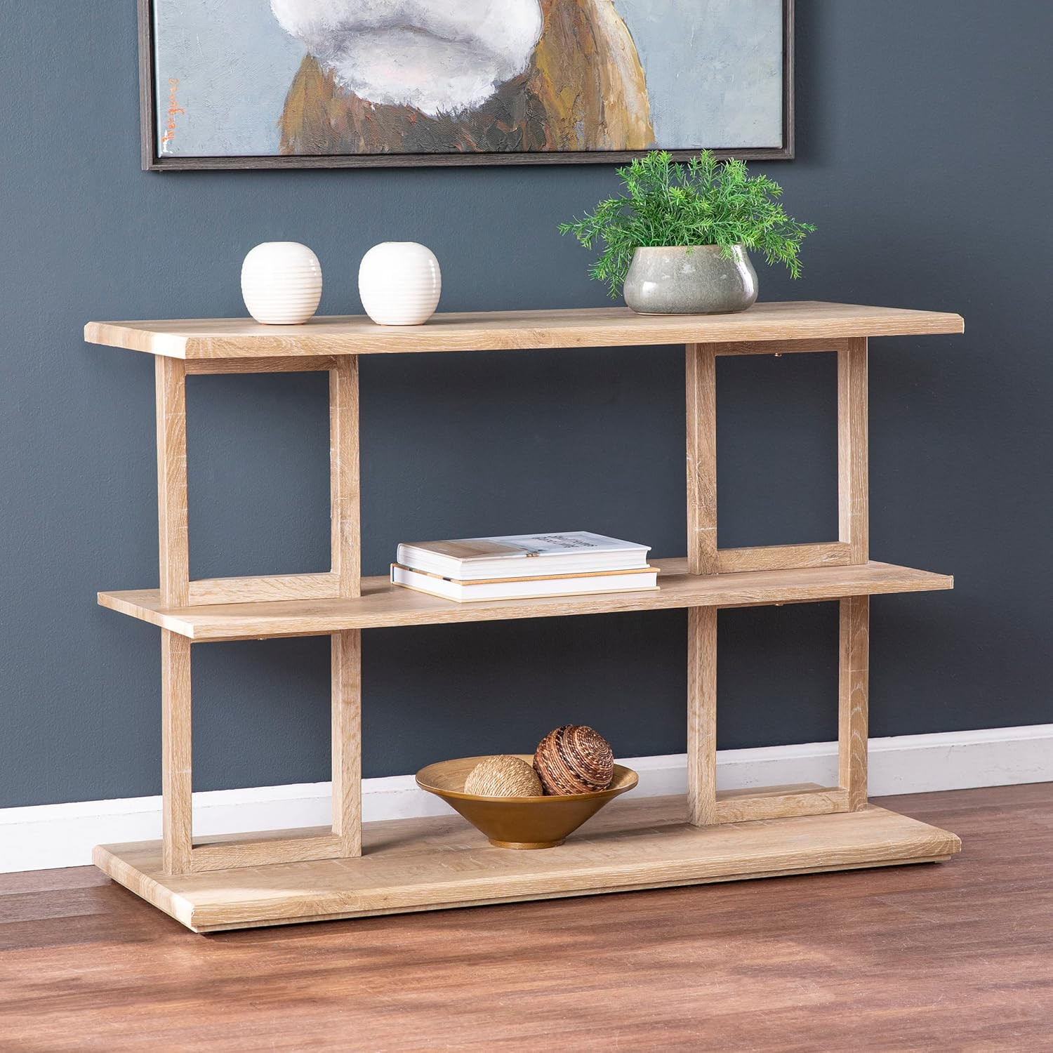 Markworth 42″ Natural Wood Geometric Console Table by