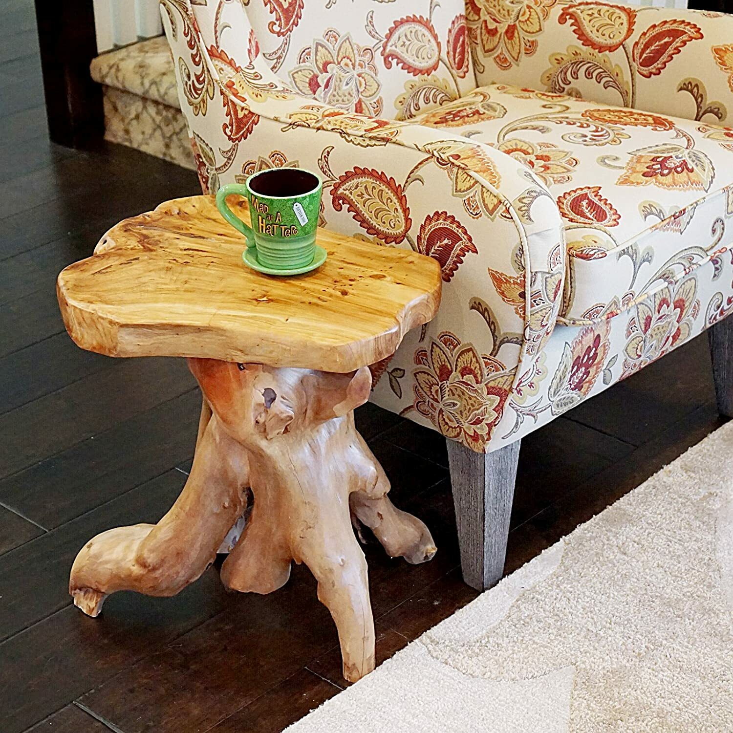 Rustic Primitive Natural Cedar Root Wood Log Side End Table Chair Home Garden