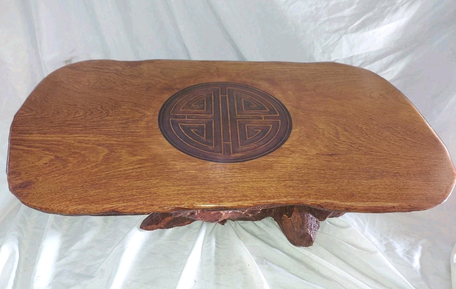 Asian Bonsai Table Solid Wood Cottagecore 32x18x11″ Manzanita & Rosewood Inlaid