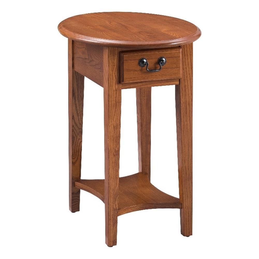 Leick Furniture Wood Oval End Table in Medium Oak Wood