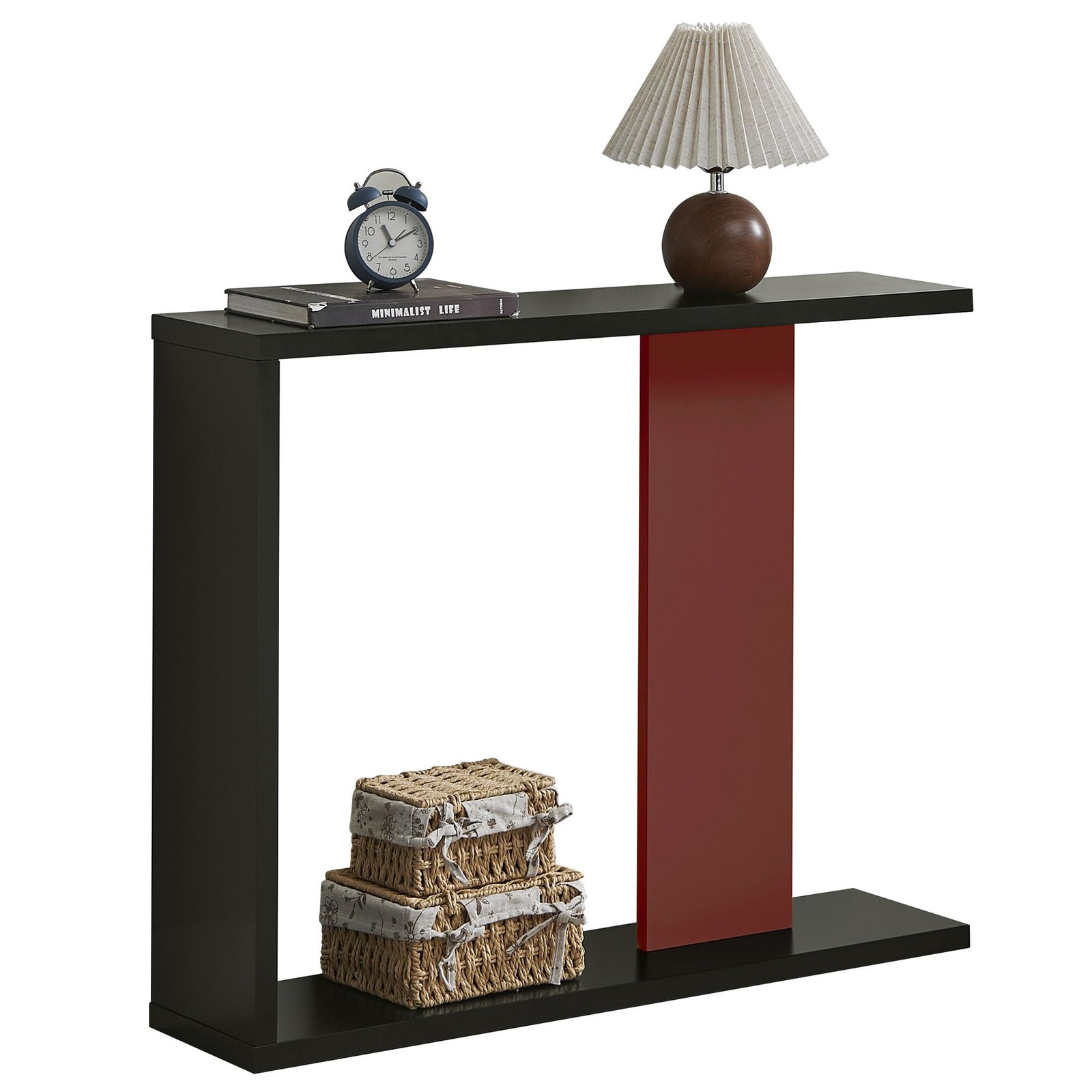 Kings Brand Furniture – Console Table Sofa Table with Storage Shelf, Black Red