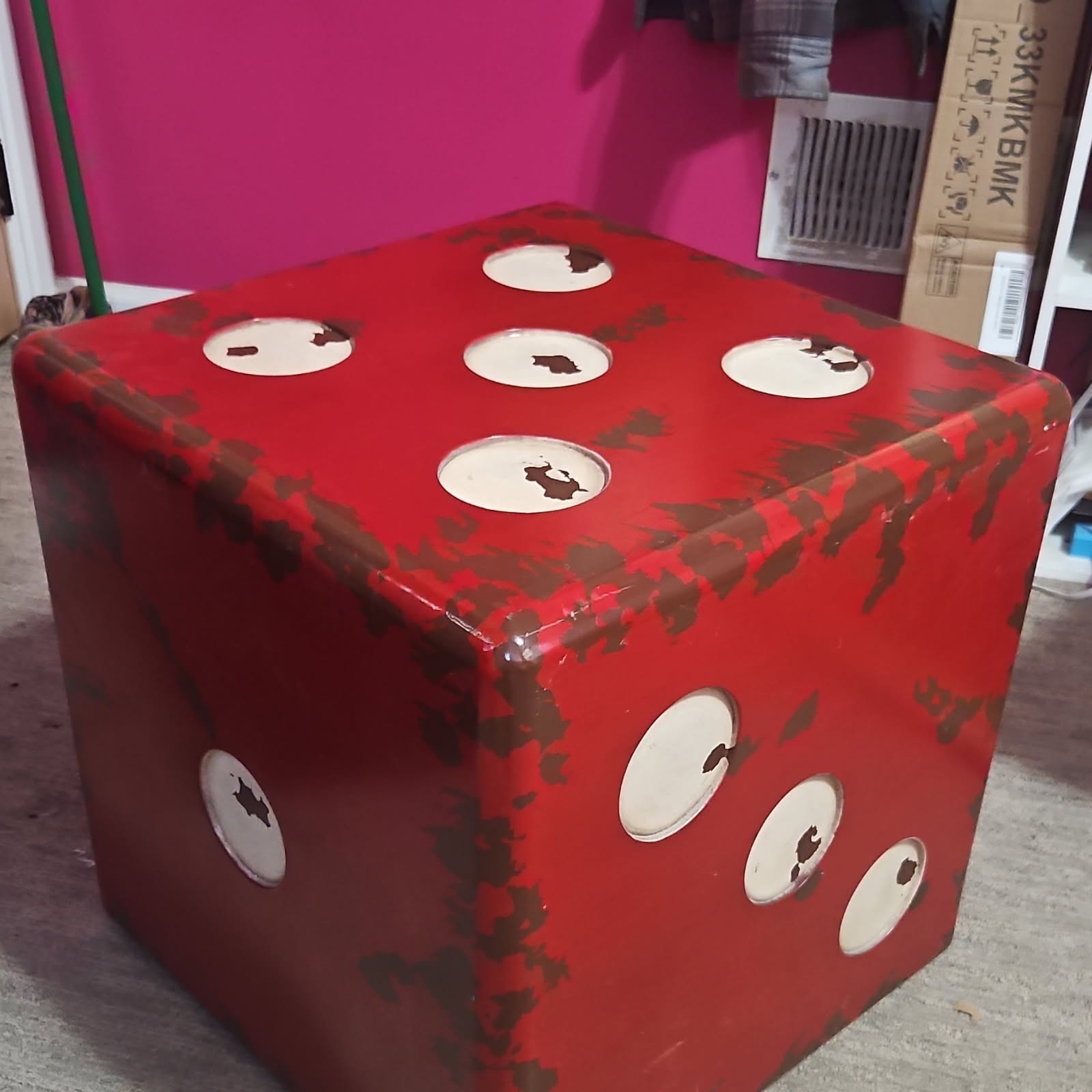 Pair Of Uttermost Red Dice Accent Tables (Model 2416) – Minimal Wear