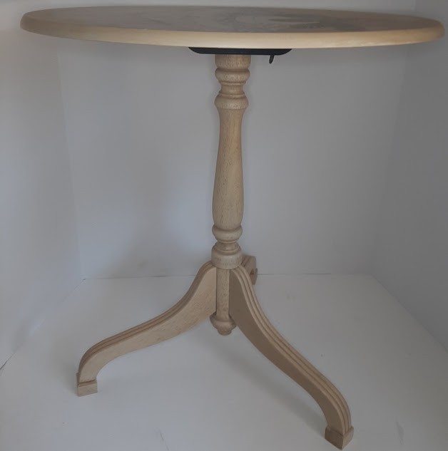 Bombay Vintage 90s Oval Wood Tilt Table With Floral Top Design