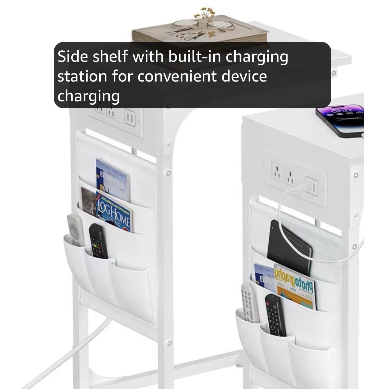 NX1680 White Standing Printer Desk, Metal Freestanding 26”H x 12”W – Set of 2
