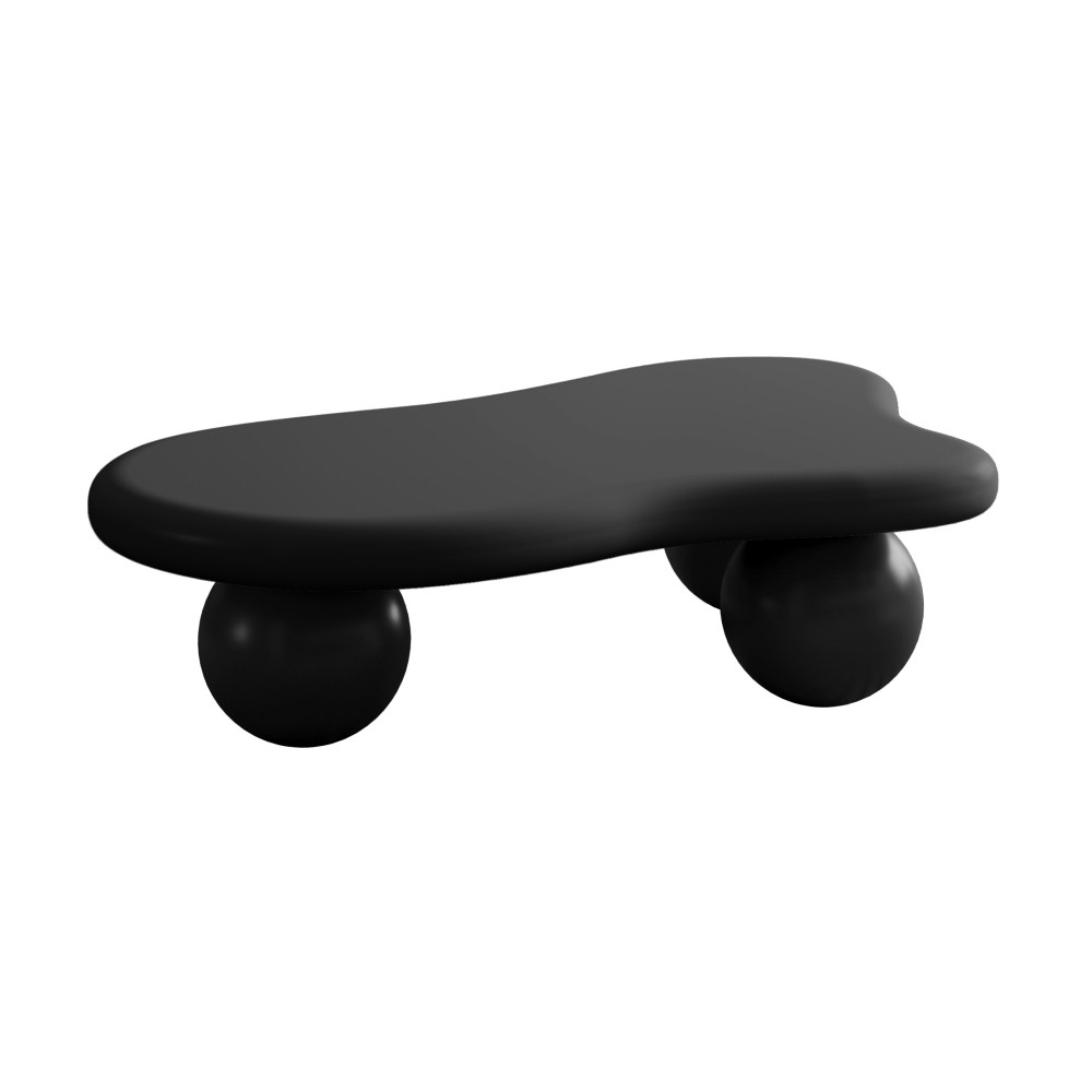 40 Inch Cloud Shaped Coffee Table with 3 Ball Legs for Living Room, Cream White