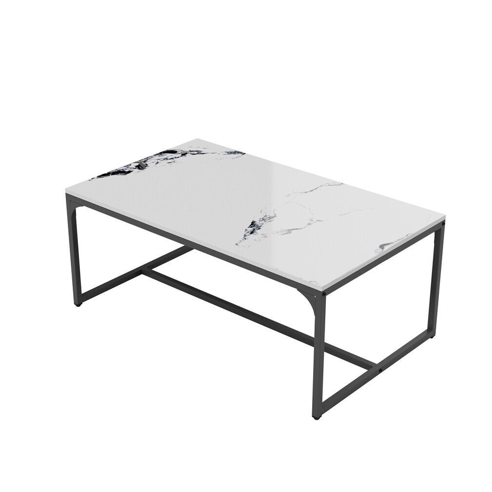 39.4″ Glossy Stoned Living Room Coffee Table Storage Rustproof Top Strong Framed