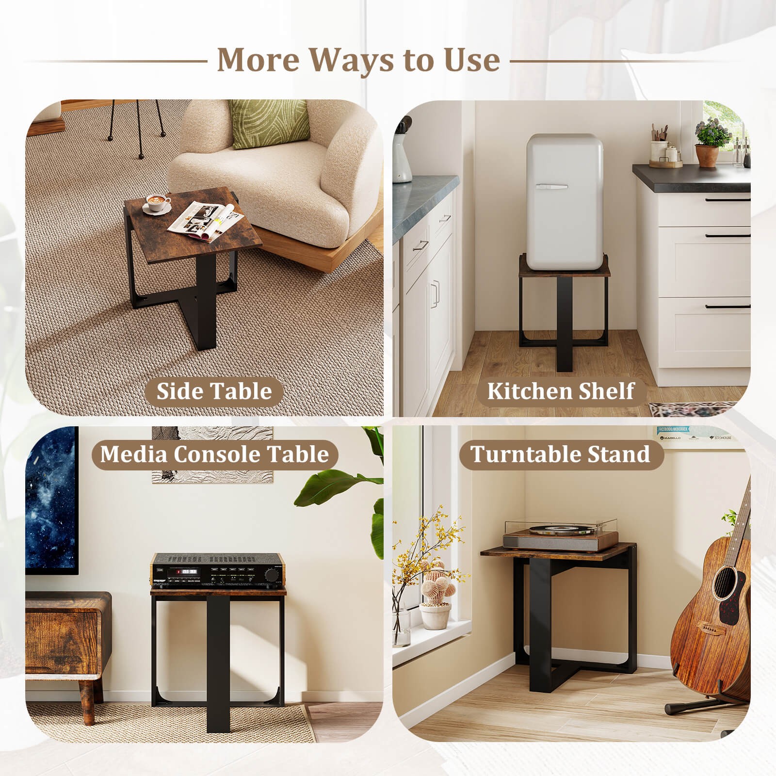 End Table, Industrial Sofa Side Table with Metal Frame for Small Space,Bedroom