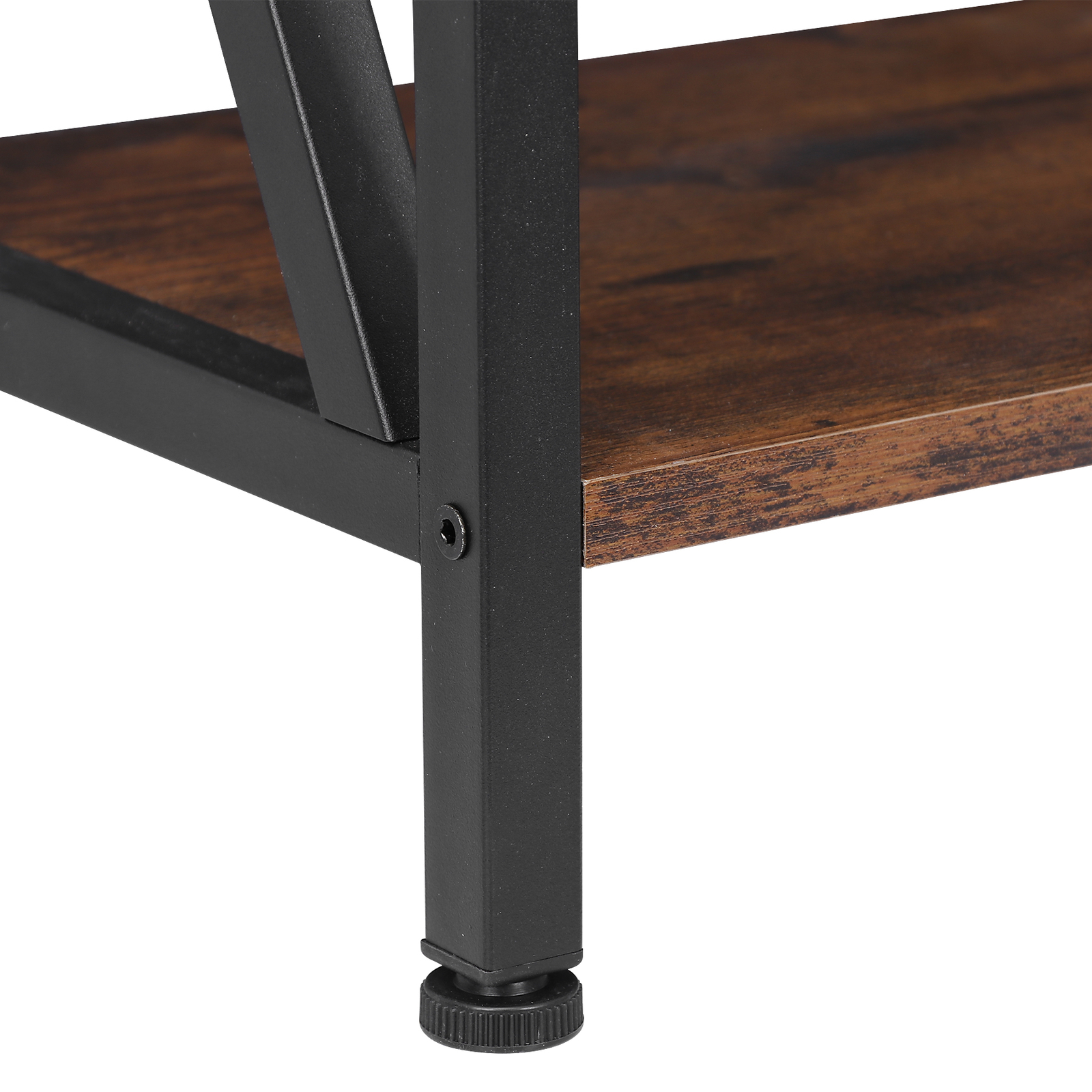 2 Pieces Home End Table Storage Display Metal Frame MDF Top with Drawer, Brown