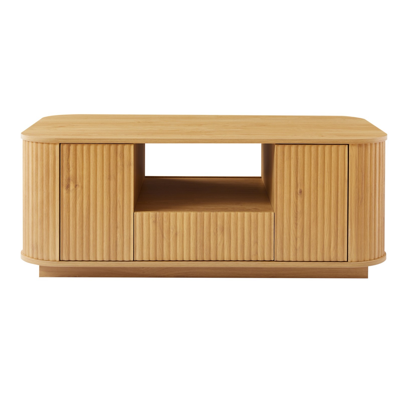 Modern Oval Coffee Table Center Table With Storage Drawers Doors For Living Room