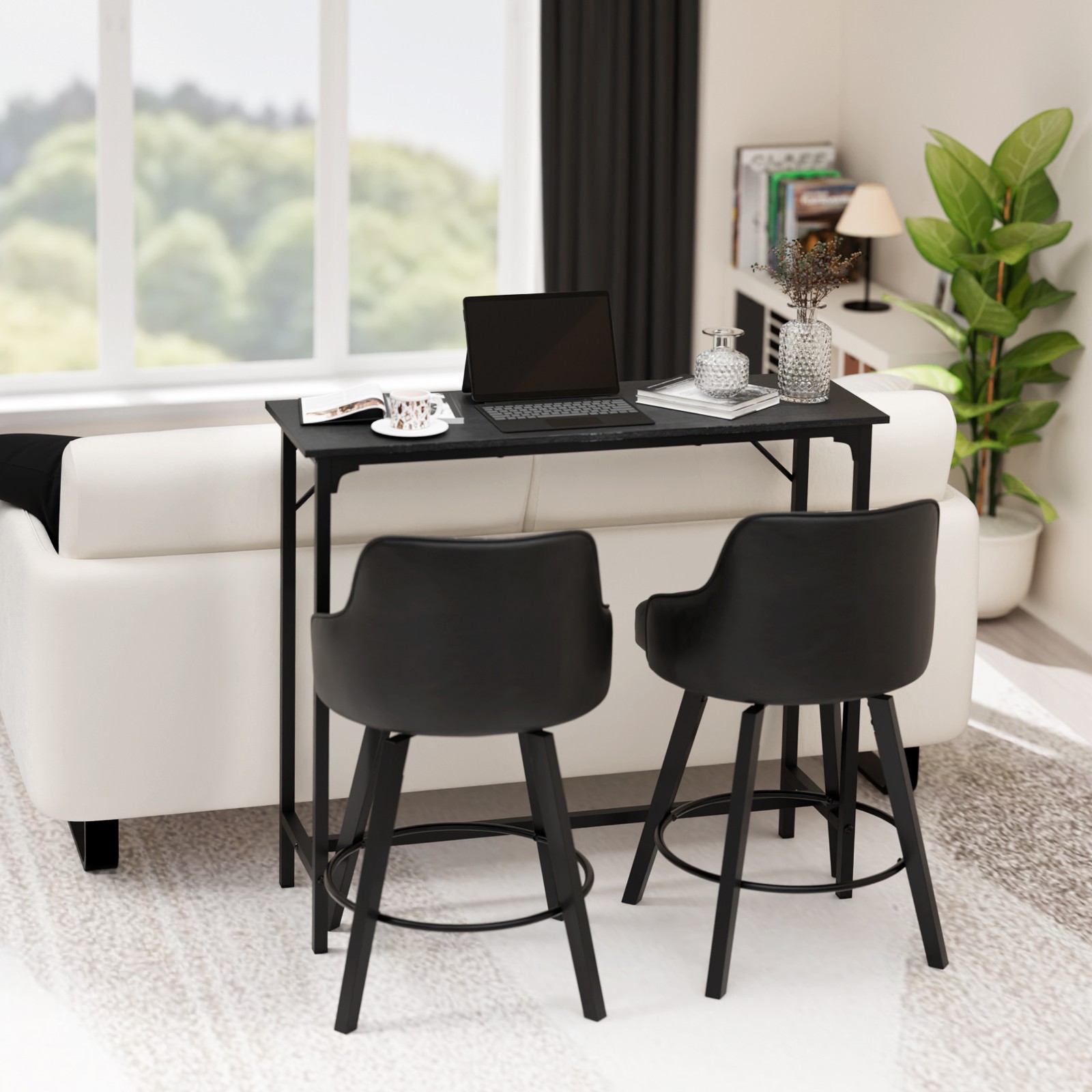 Durable MDF Top & Metal Frame, Ideal for Kitchen/Bar Counte