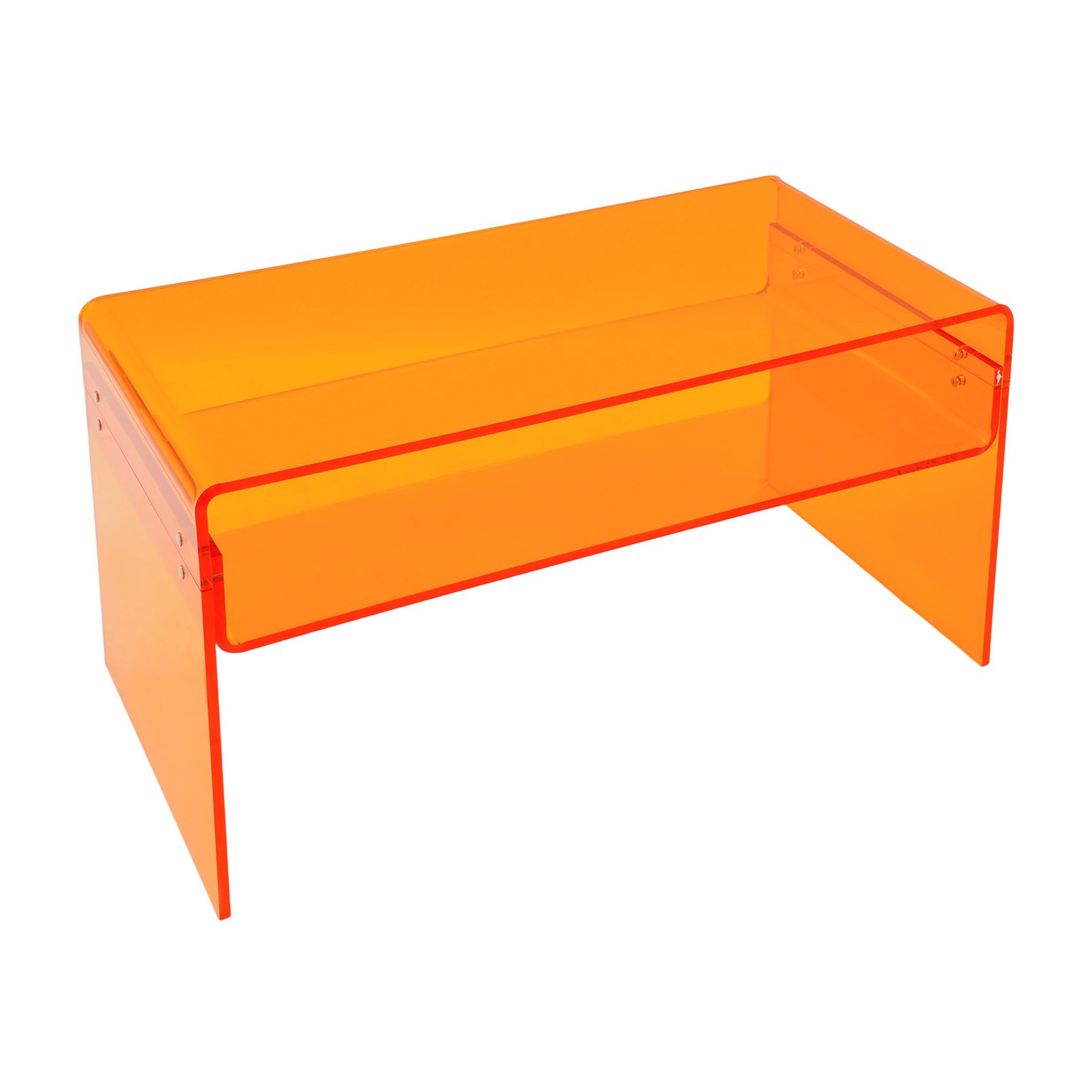 Acrylic Coffee Table 2 Tiers Modern Side Table End Desk Orange 31.5×15.8×15.8in