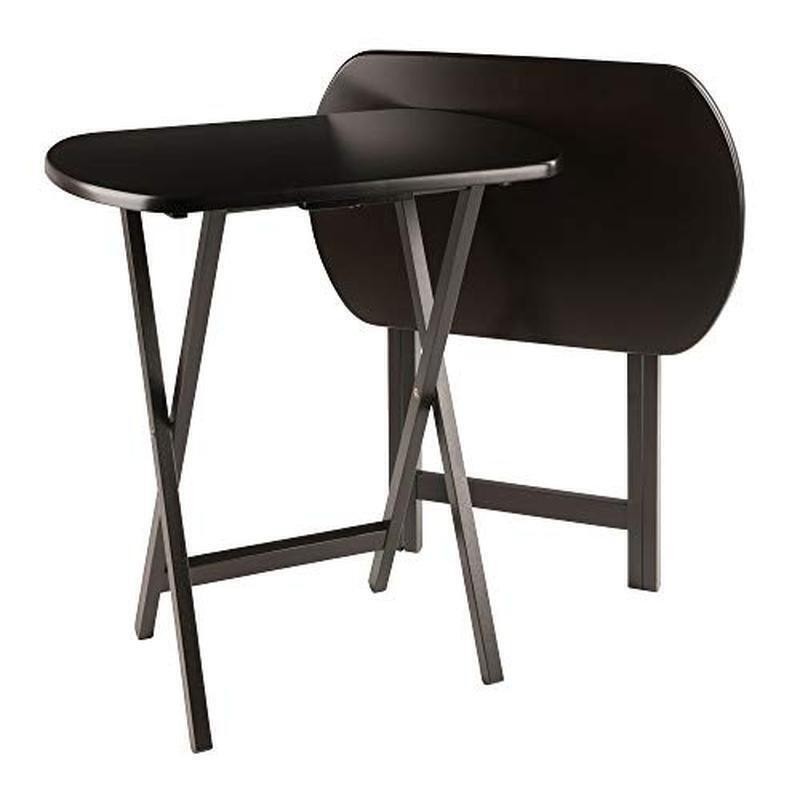 Coffee Finish Portable Snack Tables 2pcs Oversize Folding 25lb Capacity New