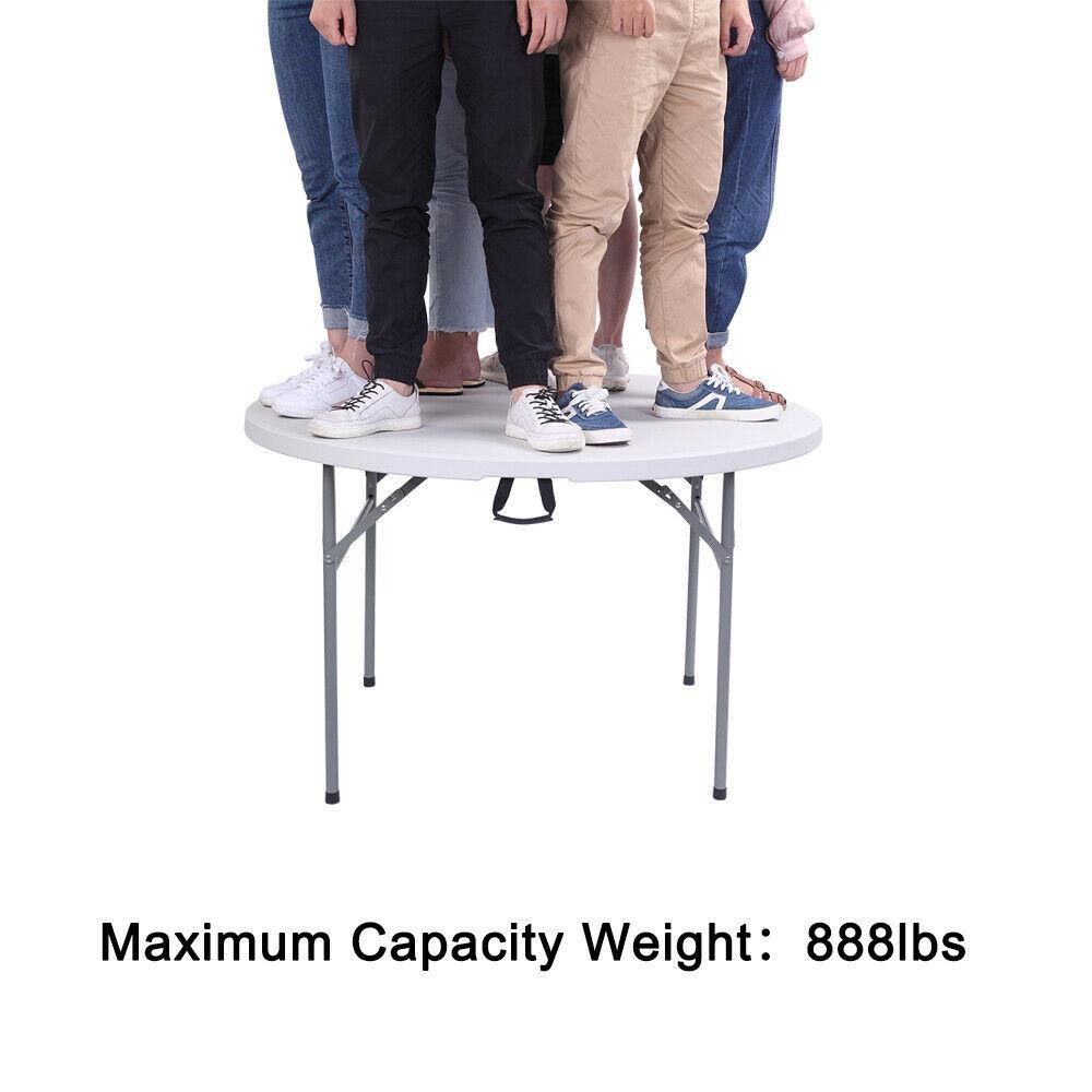 Outdoor Round Plastic Foldable Table 48-inch White Folding Utility Diner Table