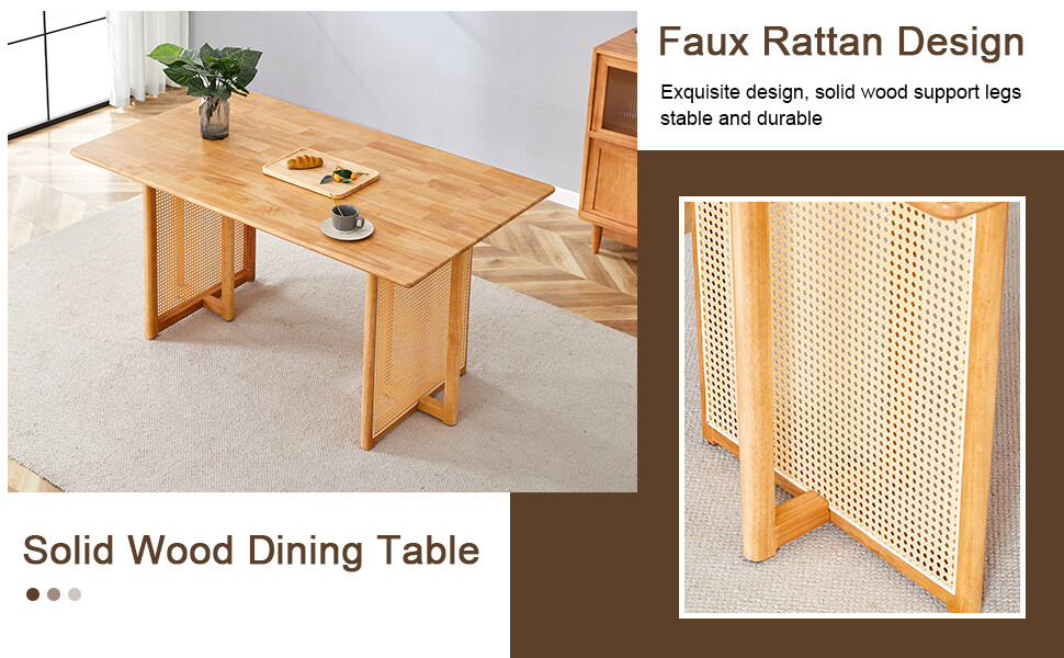 59″x35.4″ Wood Rectangular Dining Table Kitchen Desk Dinette Table Natural Color