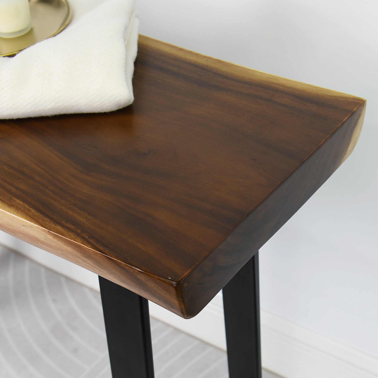 Rustic Suar Wood Console Table Natural Edge Sofa Table for Living Room Entryway