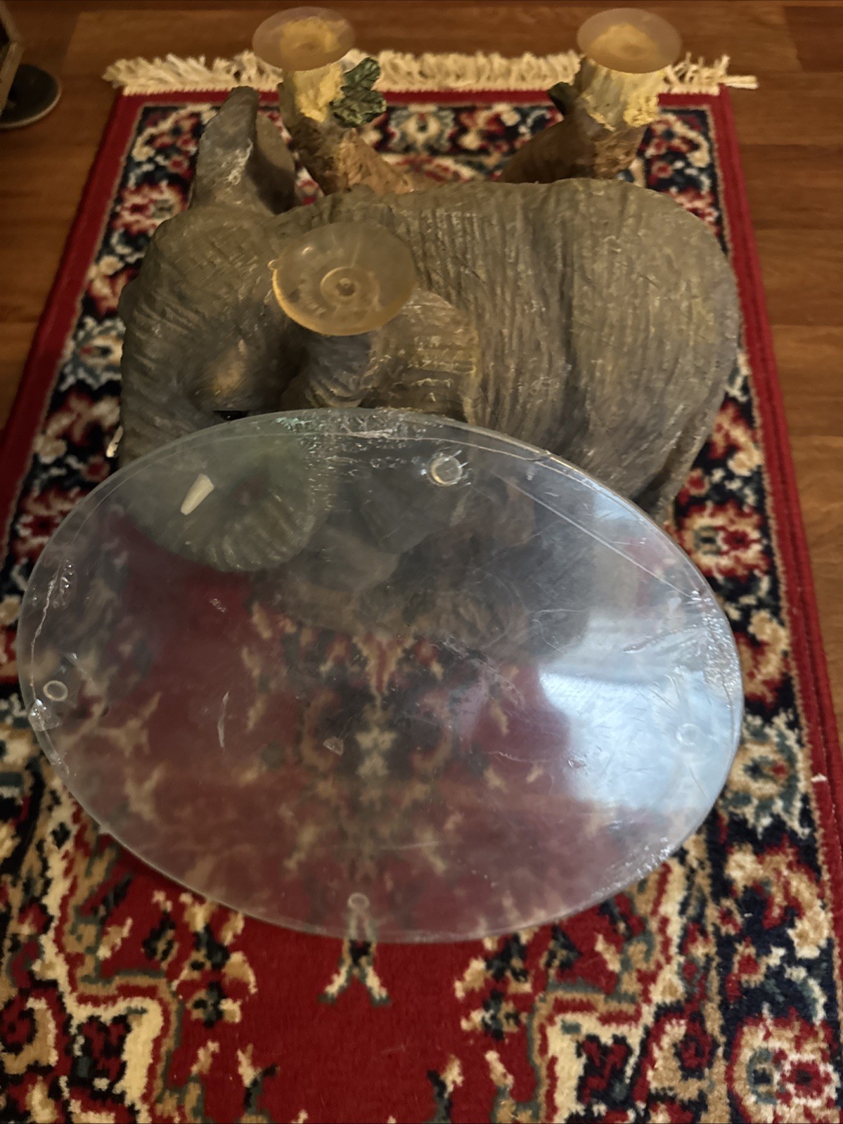 Elephant Glass Top Side Table Plant Stand 12″ 2079