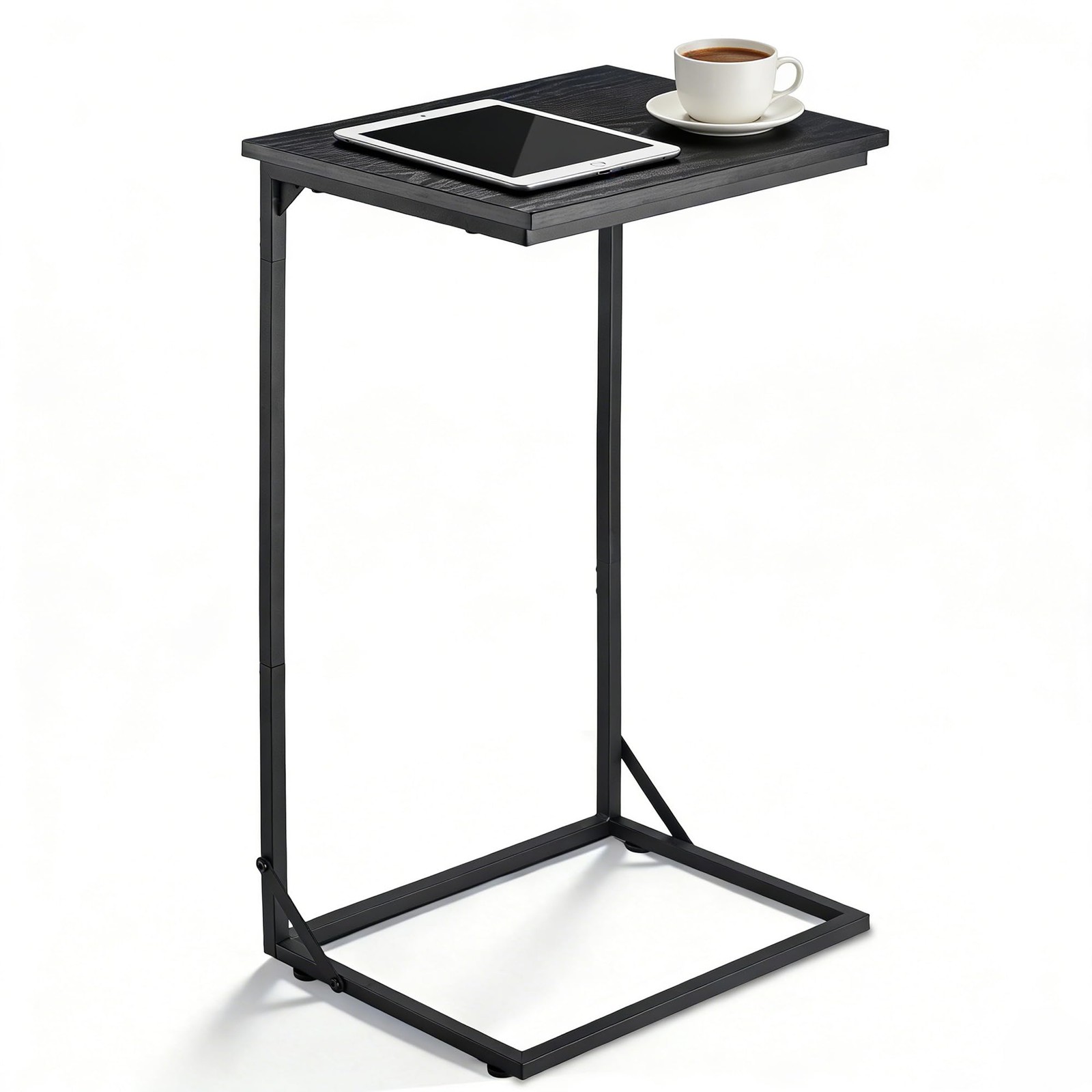 Shaped End Table for Couch, Small Side Table for Living Room & Bedroom, Slide…