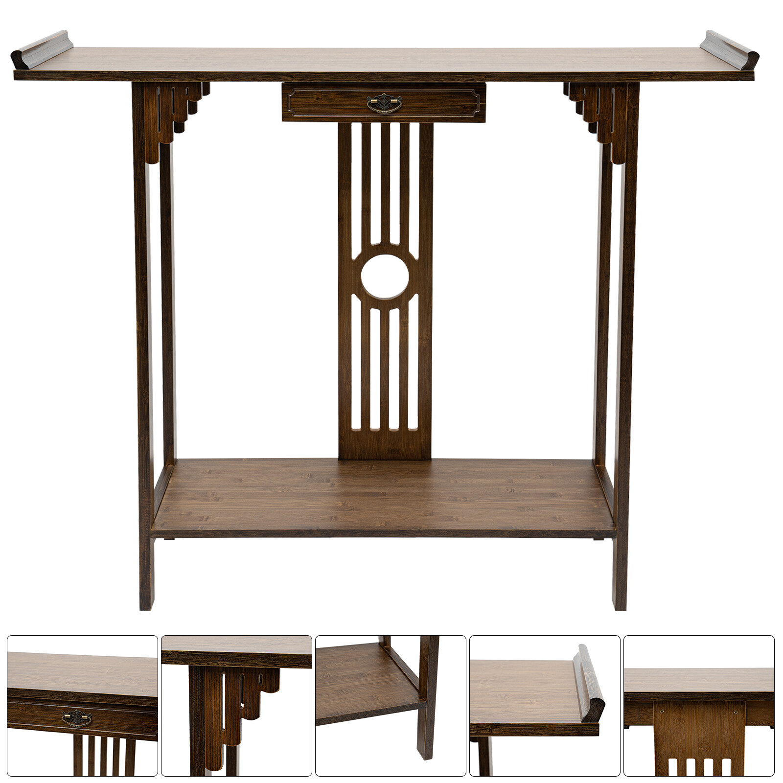 2-Tier Narrow Sofa Table Console Table with Storage Shelves for Hallway Entryway